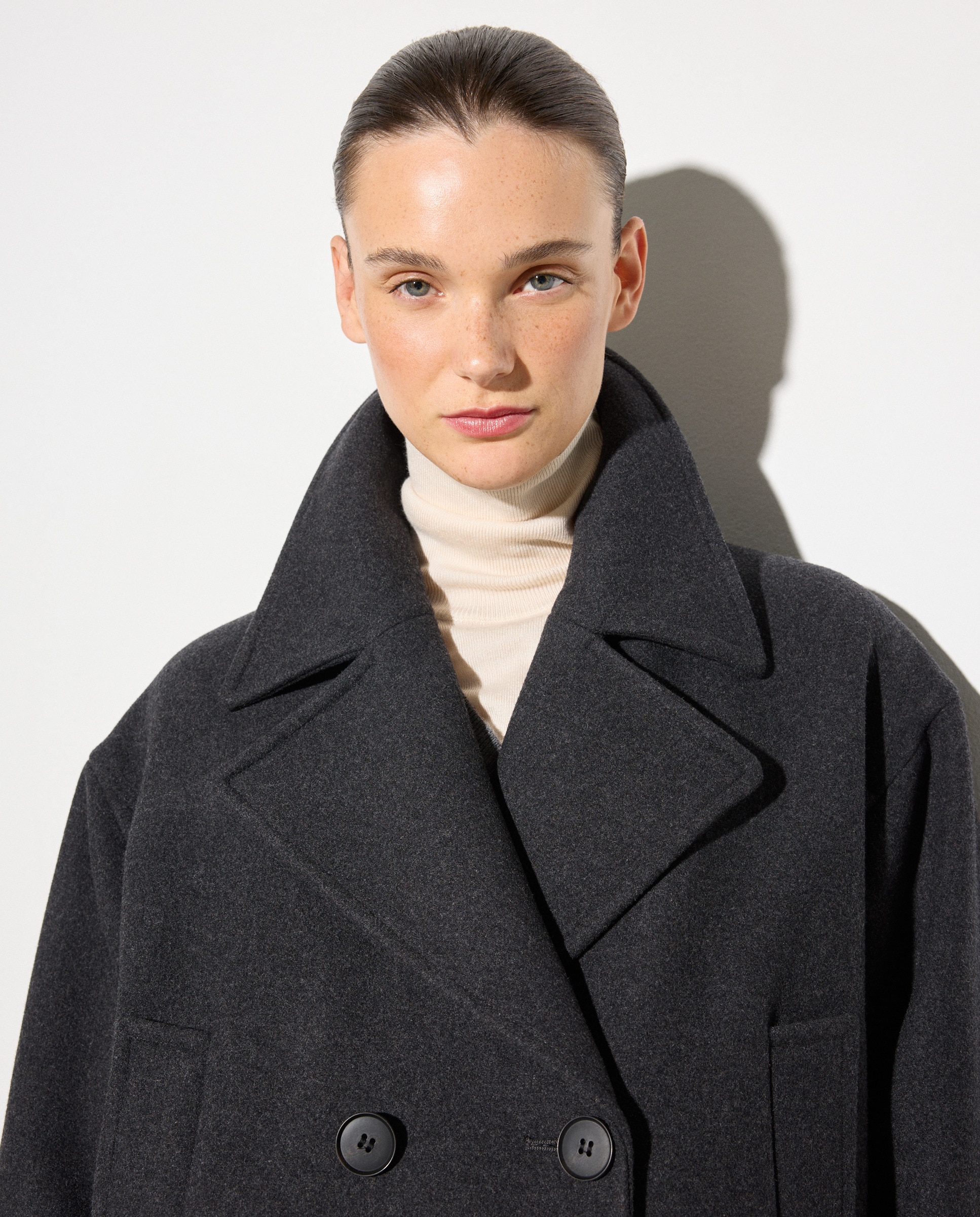 Casacão de Pano Peacoat Cinzento-claro-3