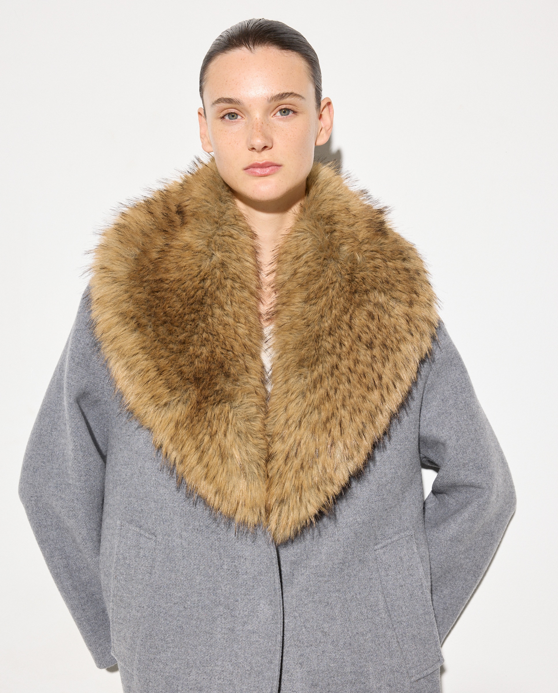 Sobretudo Comprido Liso 820 Cinzento Médio-3