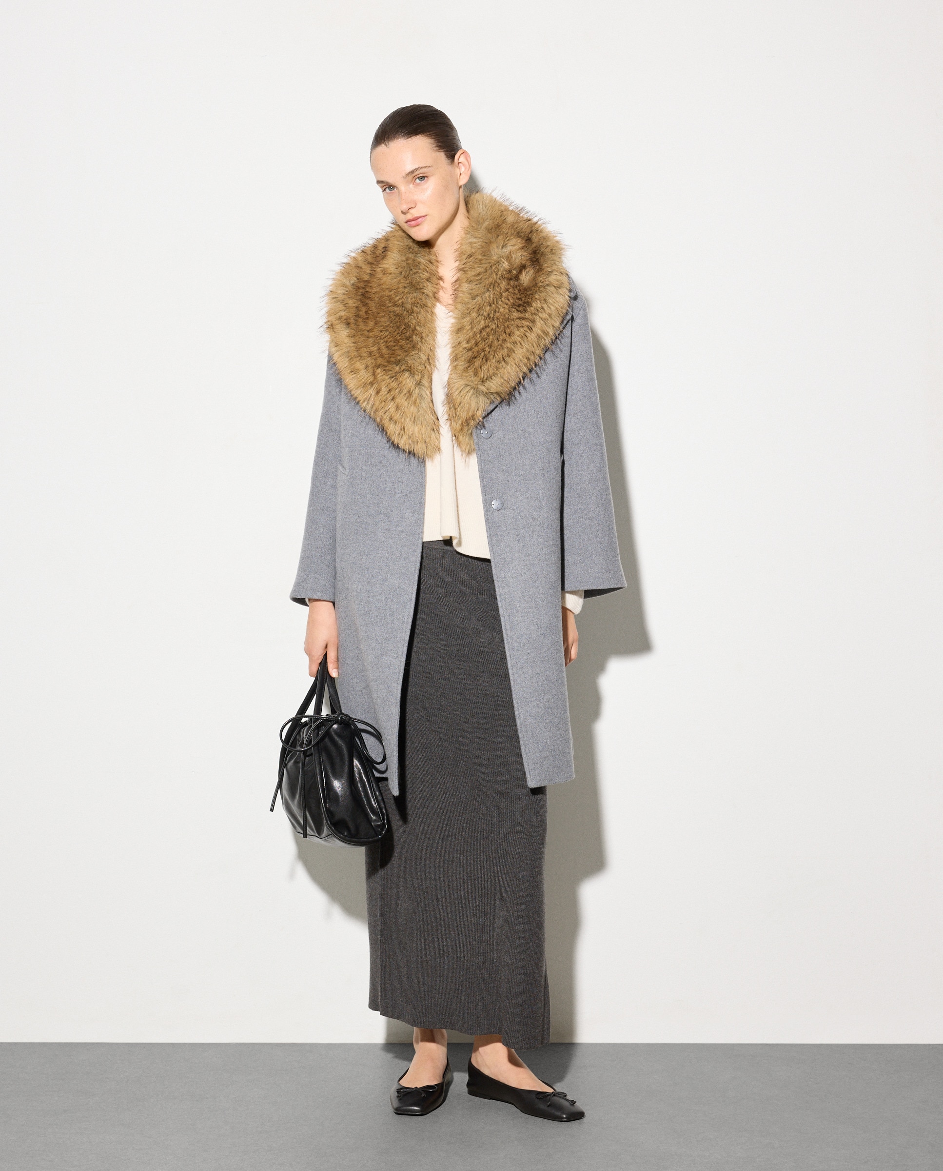 Sobretudo Comprido Liso 820 Cinzento Médio-1