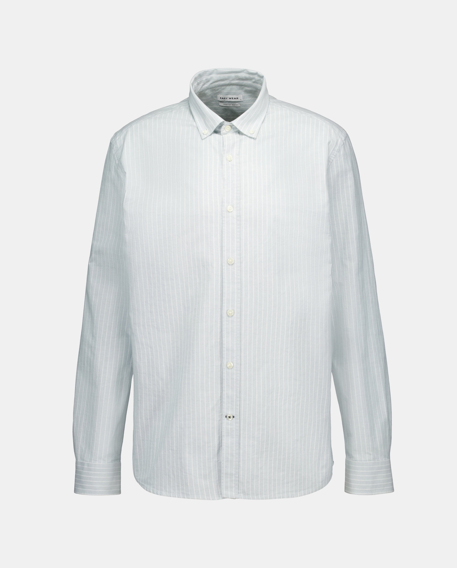 Camisa Oxford às Riscas com Manga Comprida Verde-5