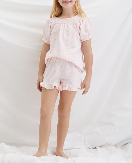 Imagen 0 de Pijama corto smock de niña con estampado combinado
