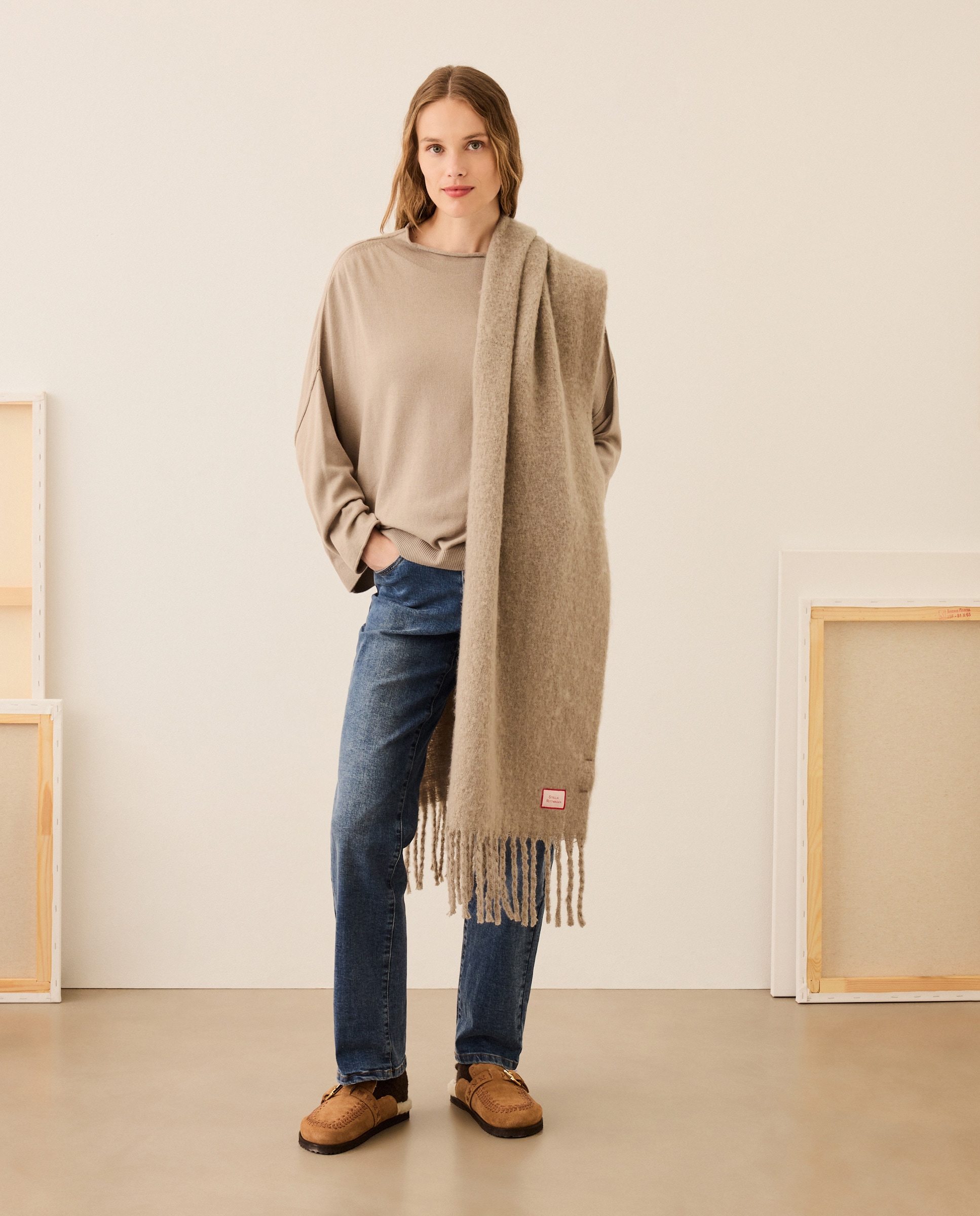 Cachecol Liso Cinzento-claro-4