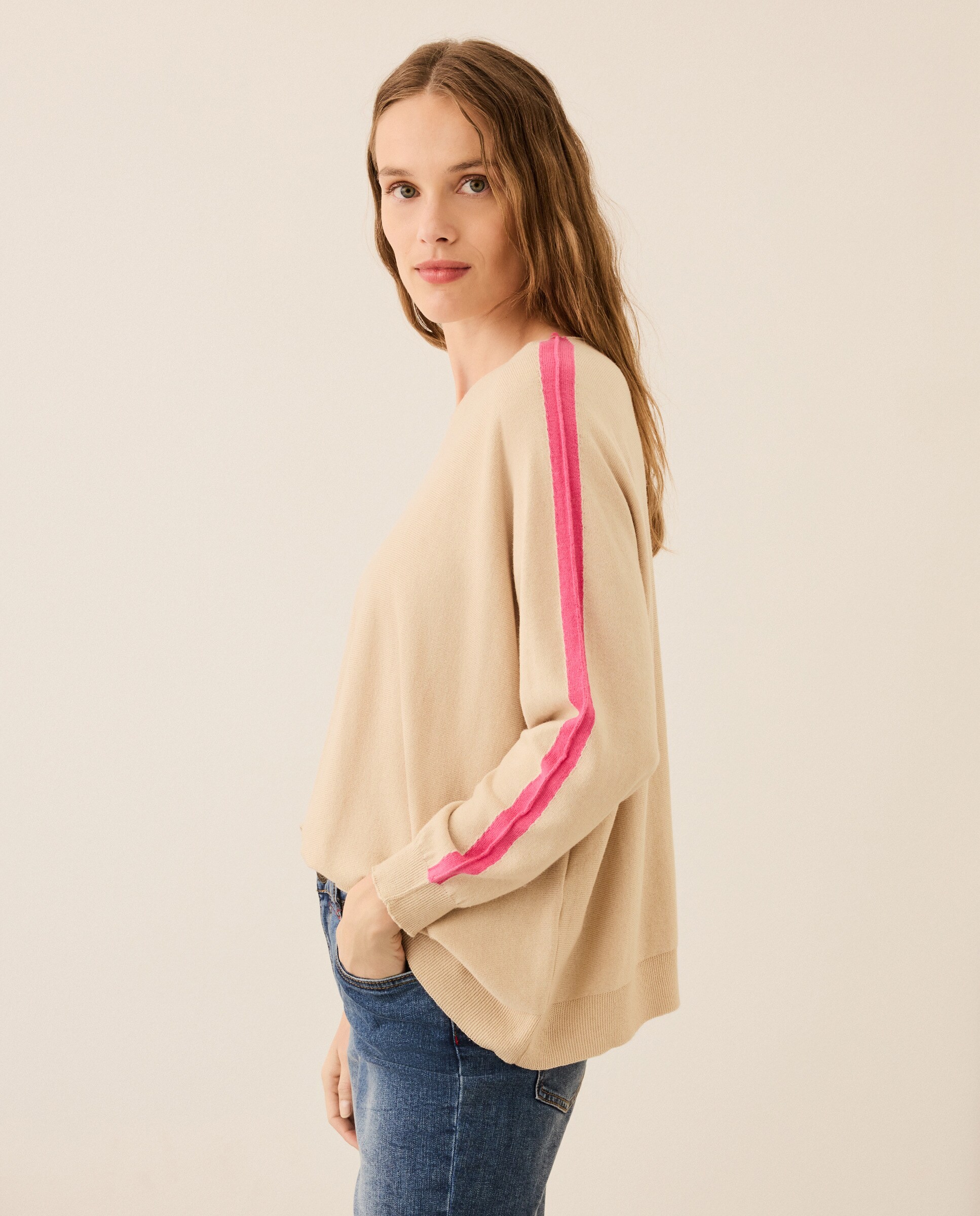 Camisola de malha de mulher com decote redondo 850 Pedra-1