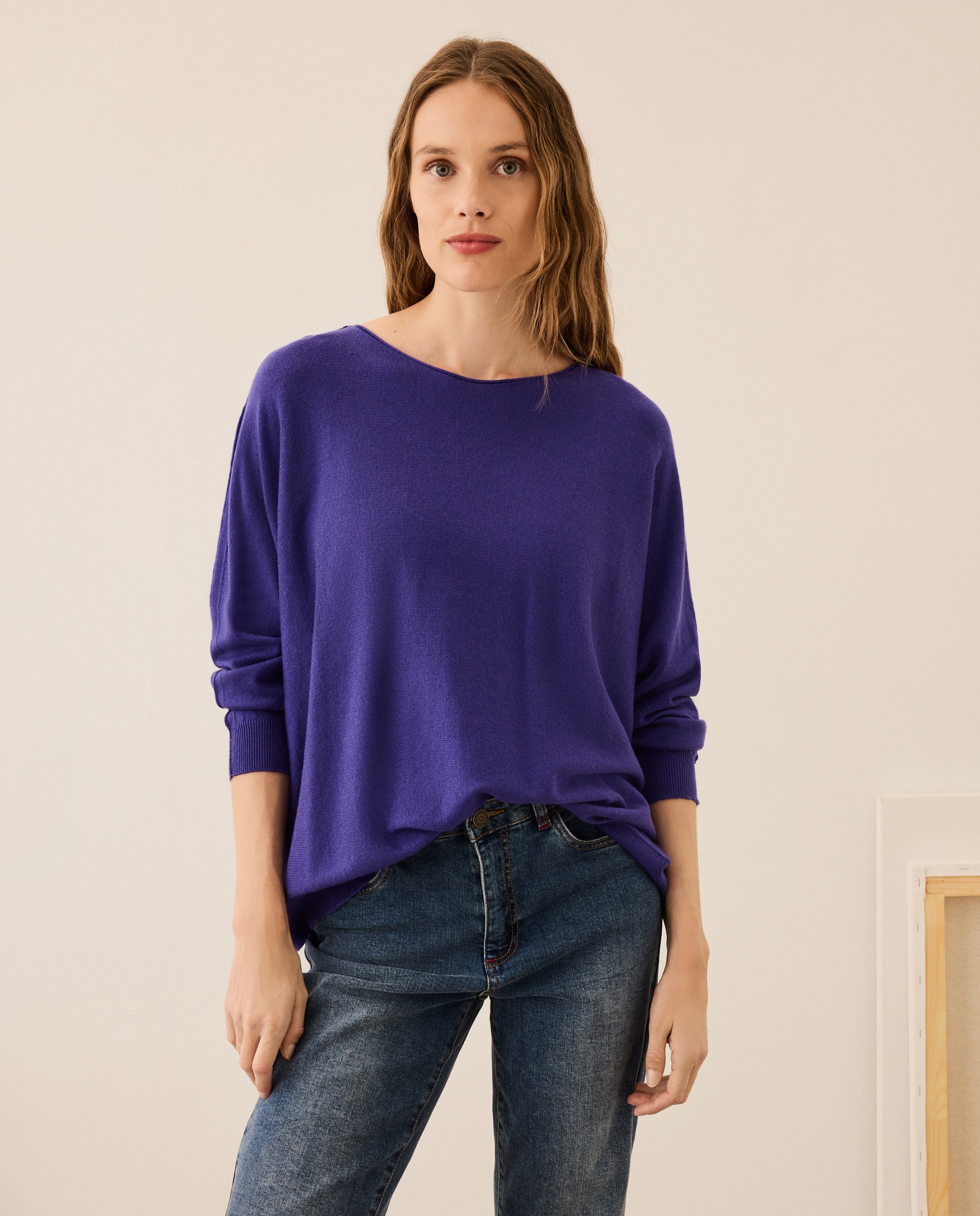 Camisola de malha de mulher com decote redondo 830 Antracite-1