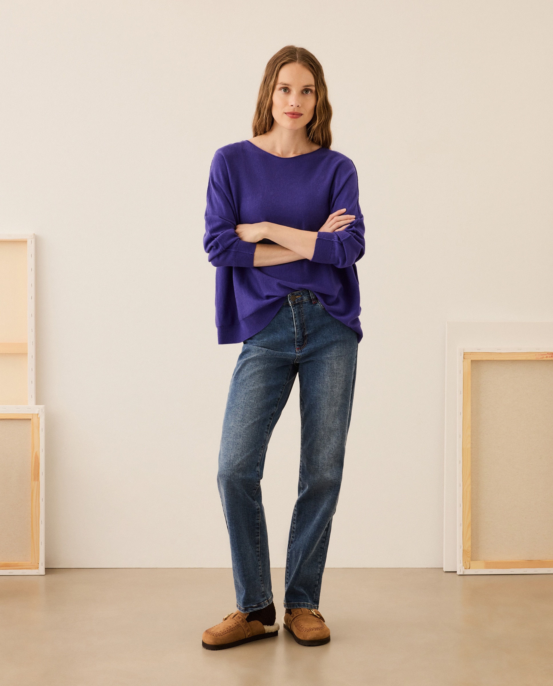 Camisola de malha de mulher com decote redondo 830 Antracite-2