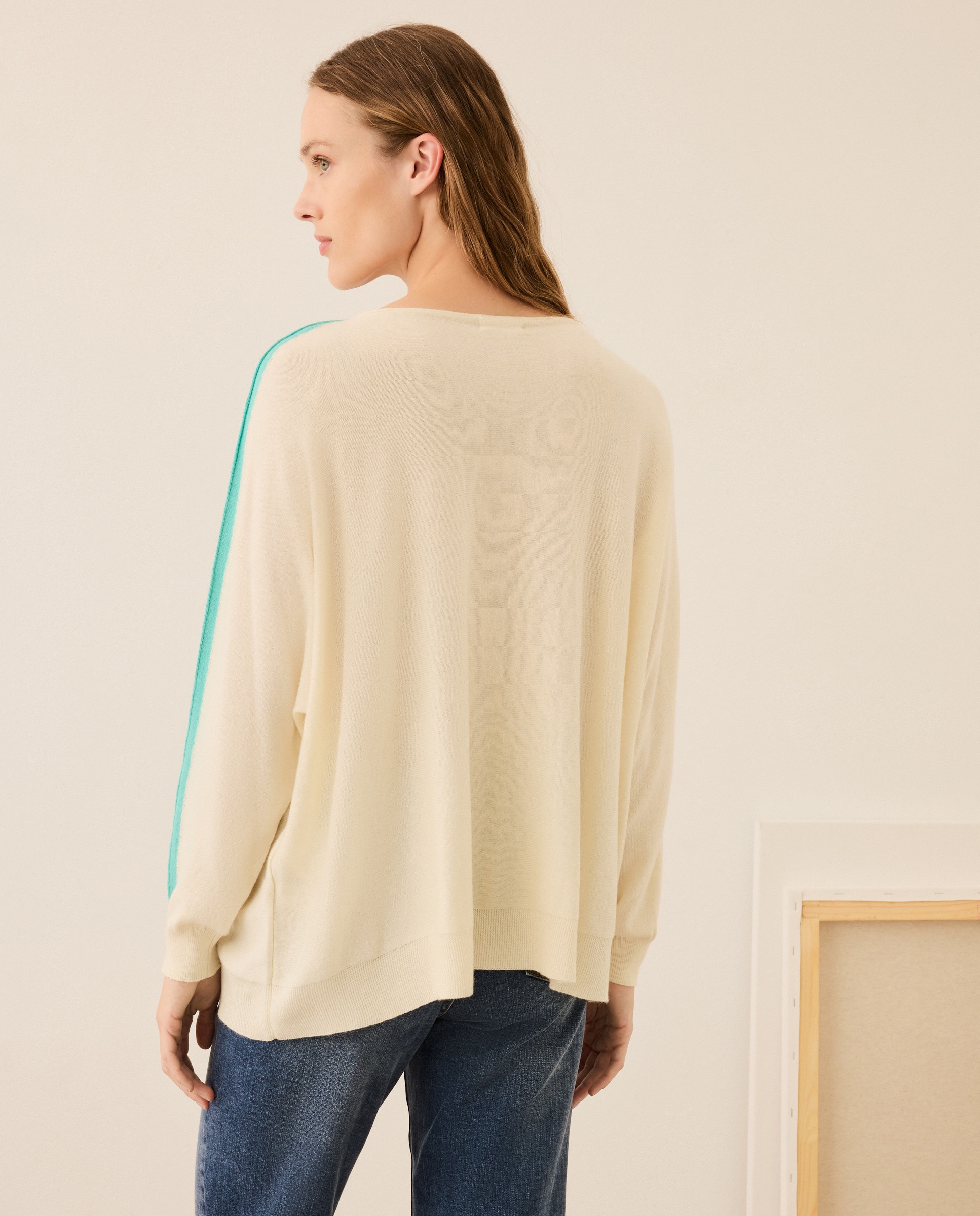 Camisola de malha de mulher com decote redondo Cinzento-claro-3