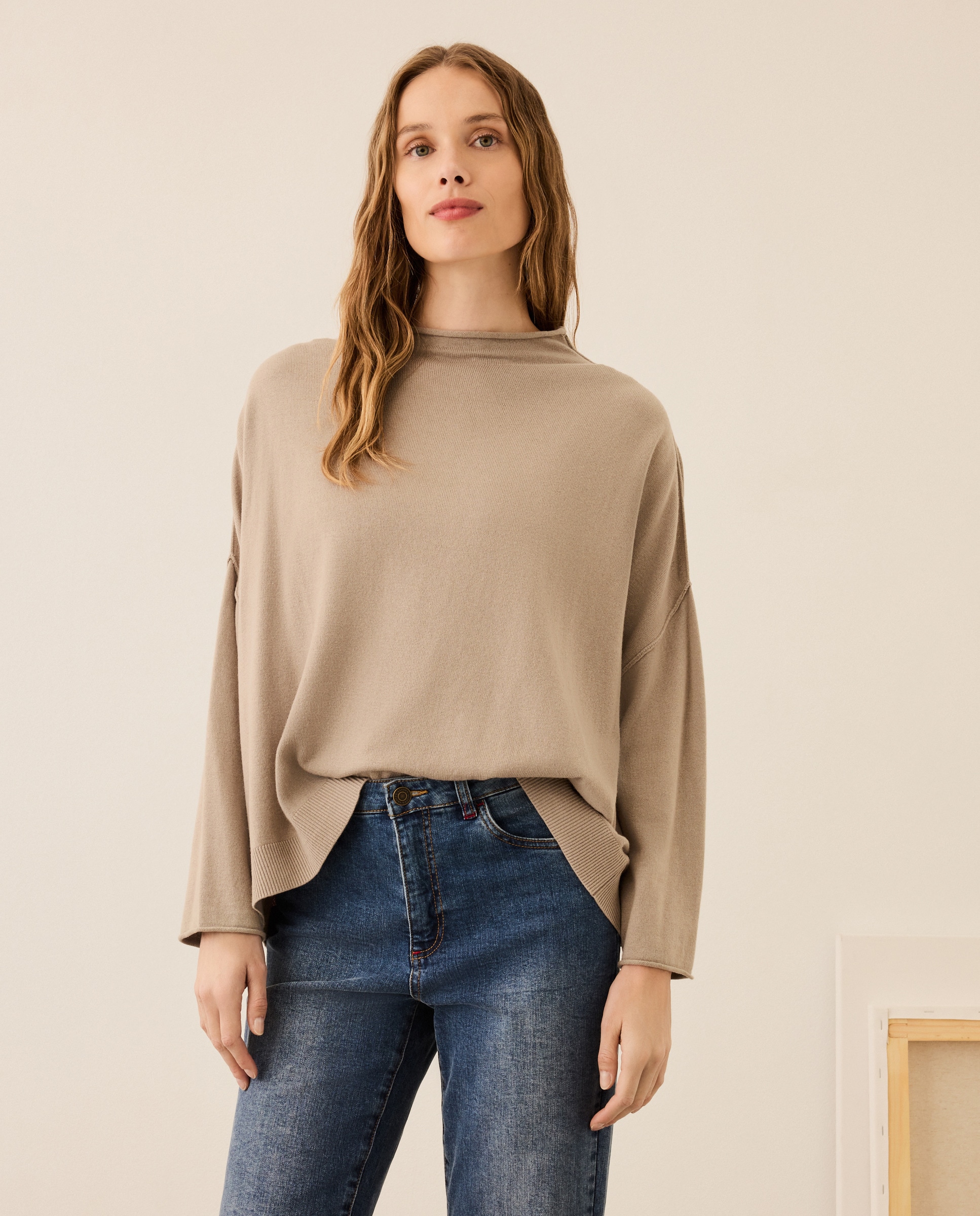 Camisola de Malha com Gola Chaminé 240 Fúcsia-1