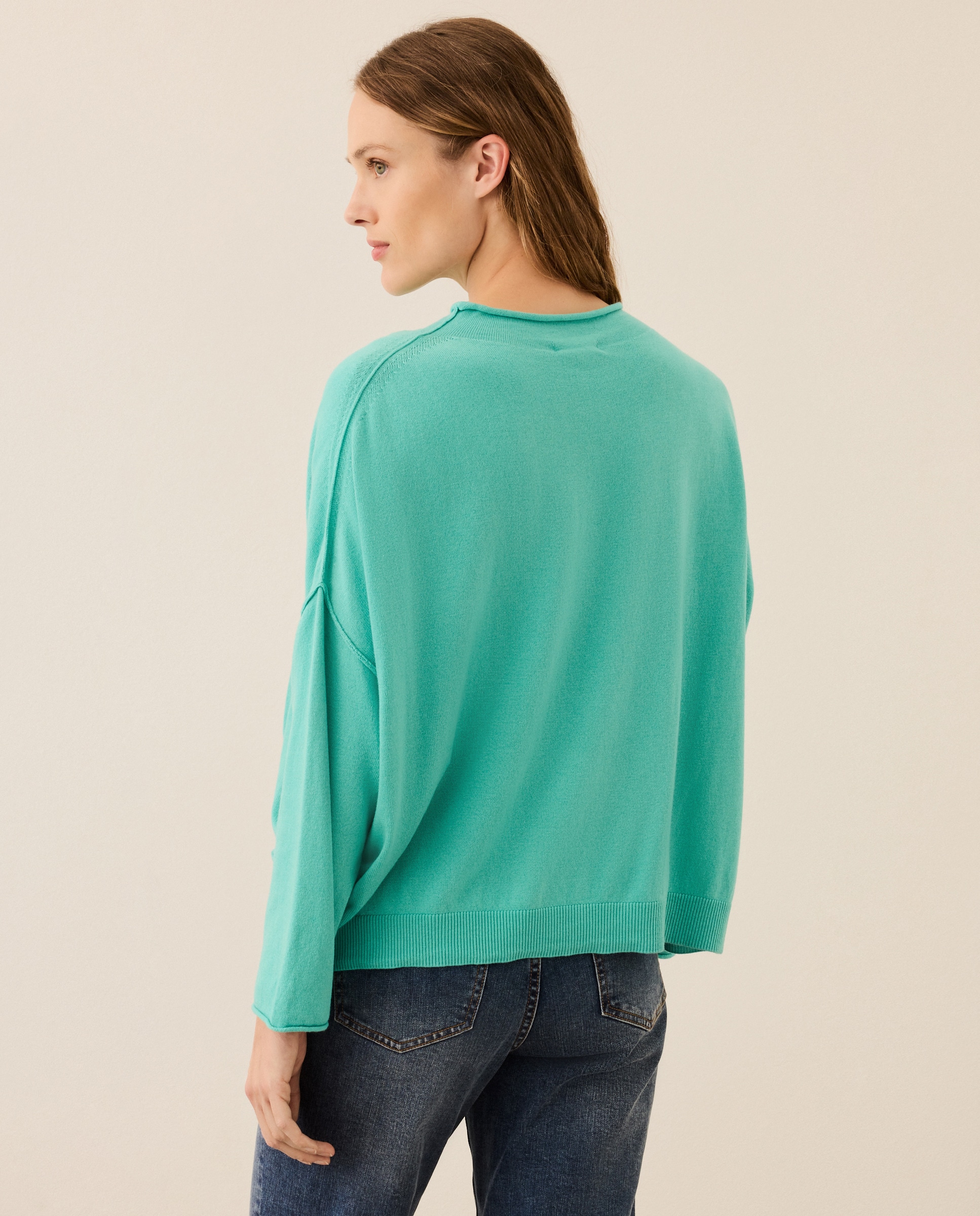 Camisola de Malha com Gola Chaminé 450 Turquesa-3