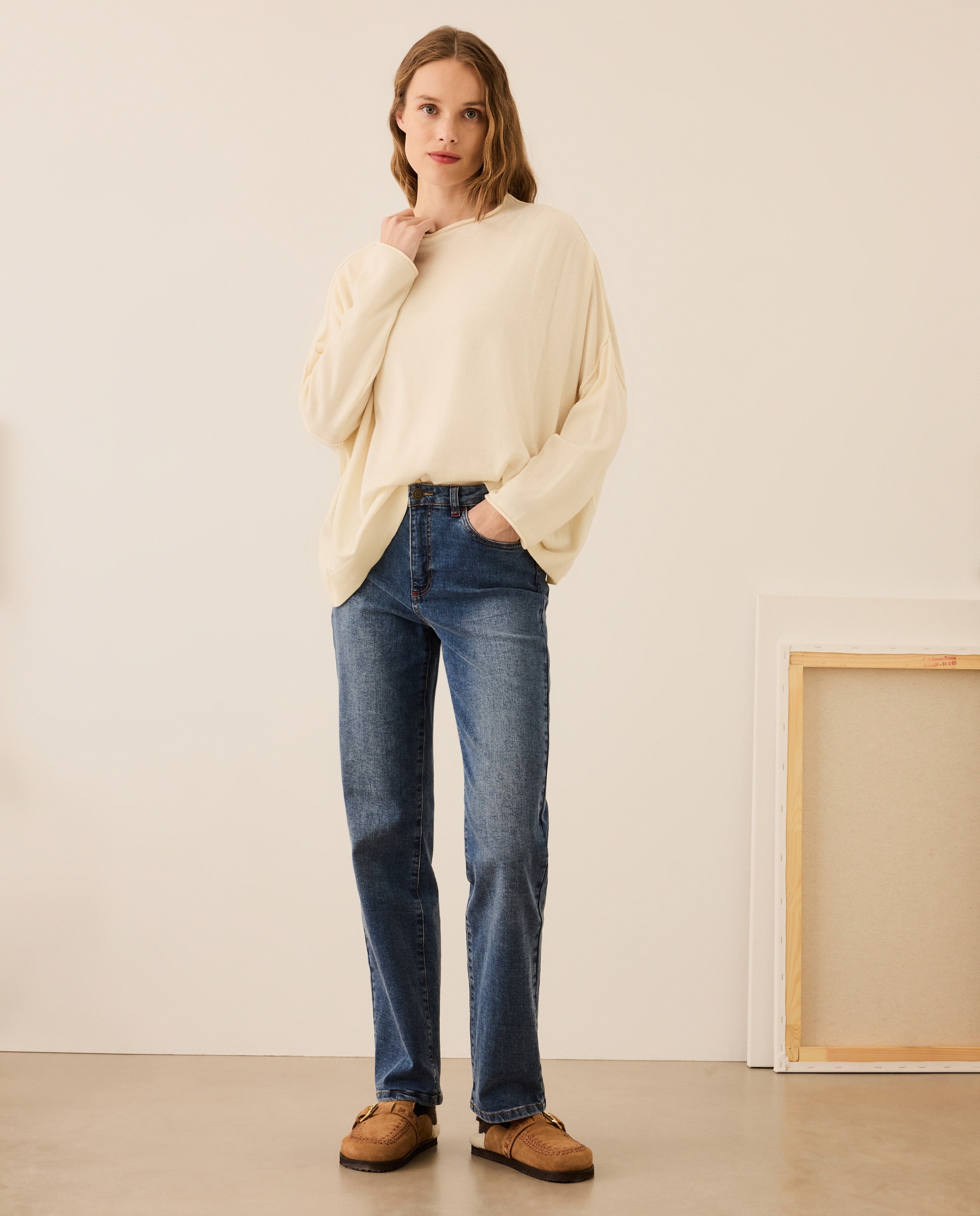 Camisola de Malha com Gola Chaminé 120 Cru-2