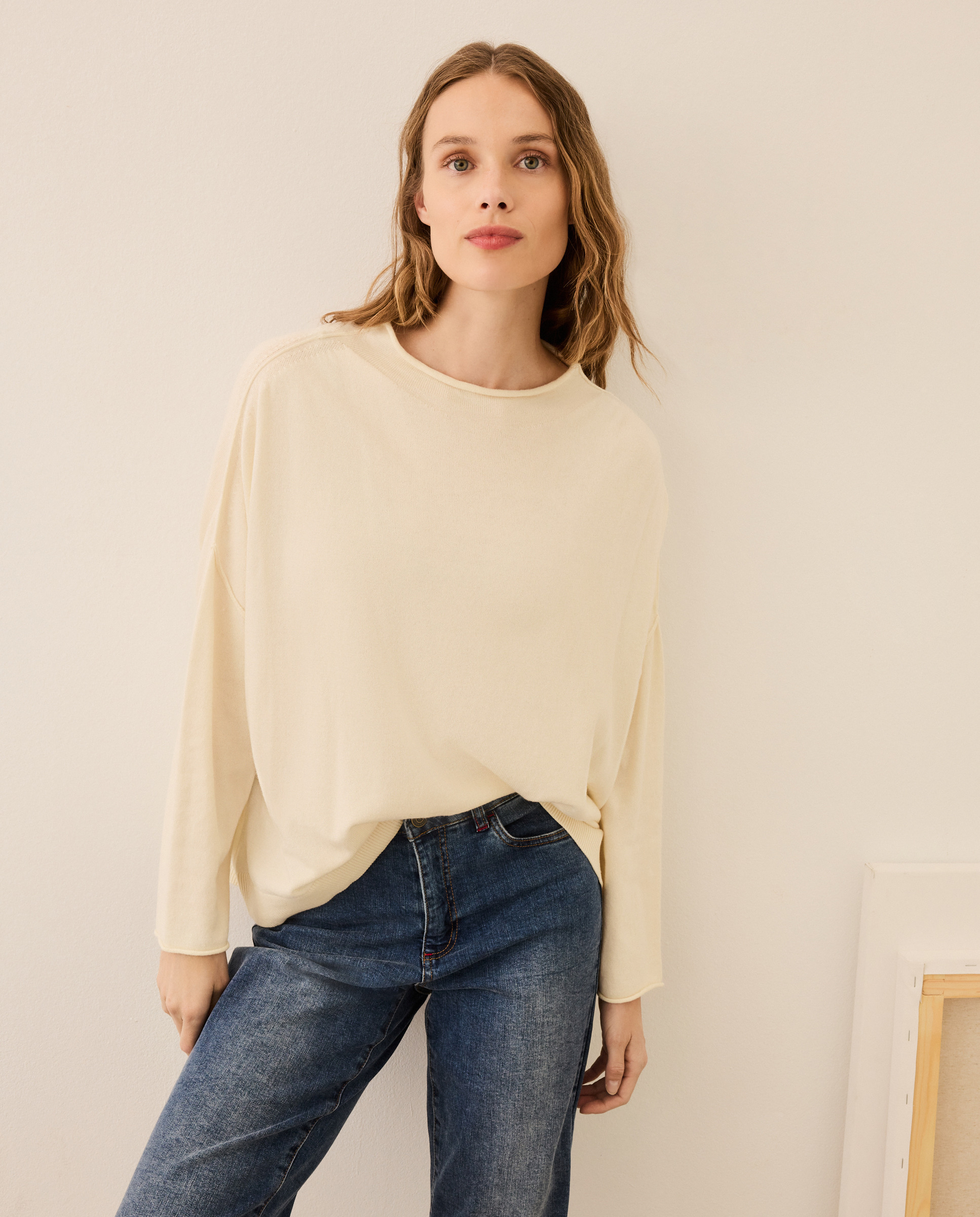 Camisola de Malha com Gola Chaminé 120 Cru-1