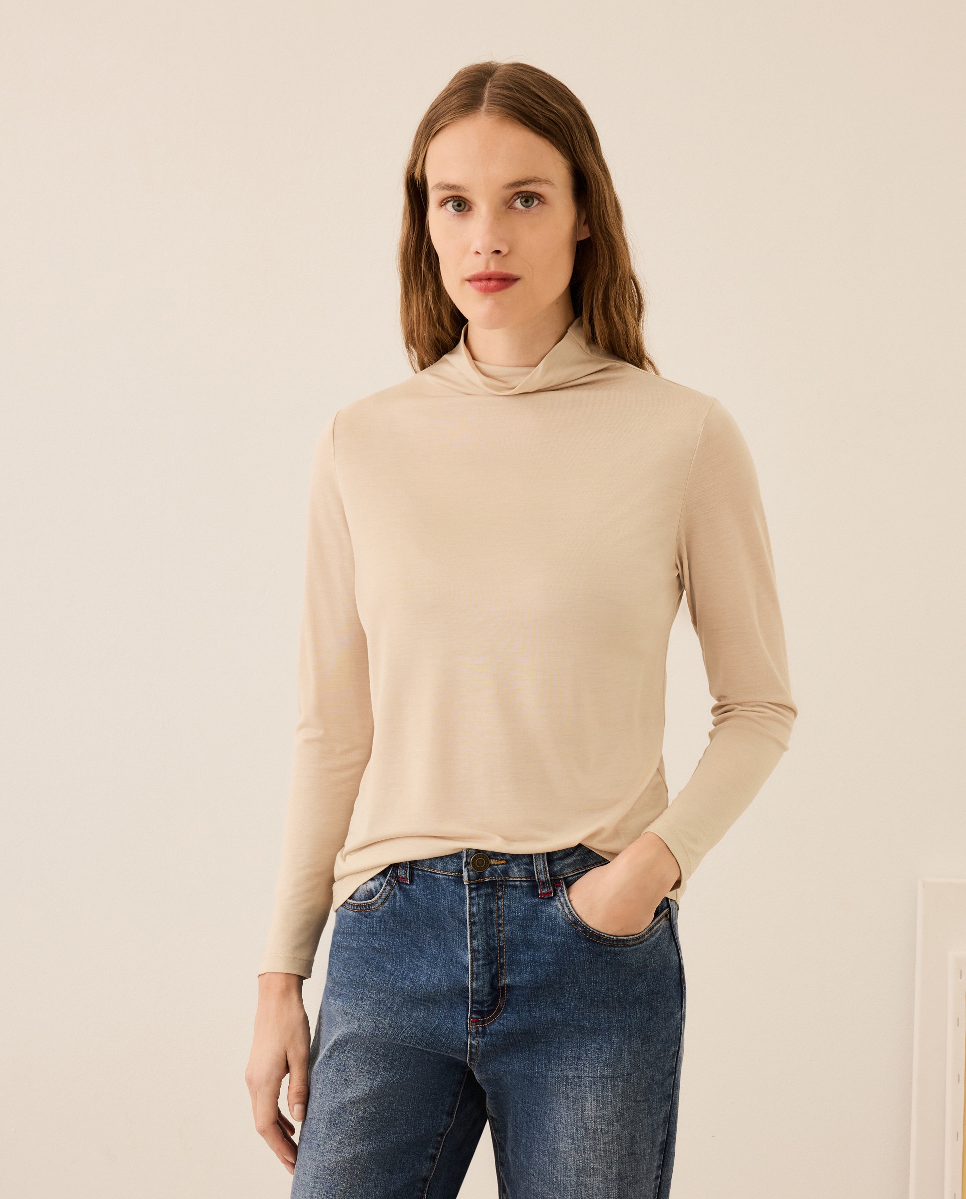 Camisola com Gola Alta 850 Pedra-1