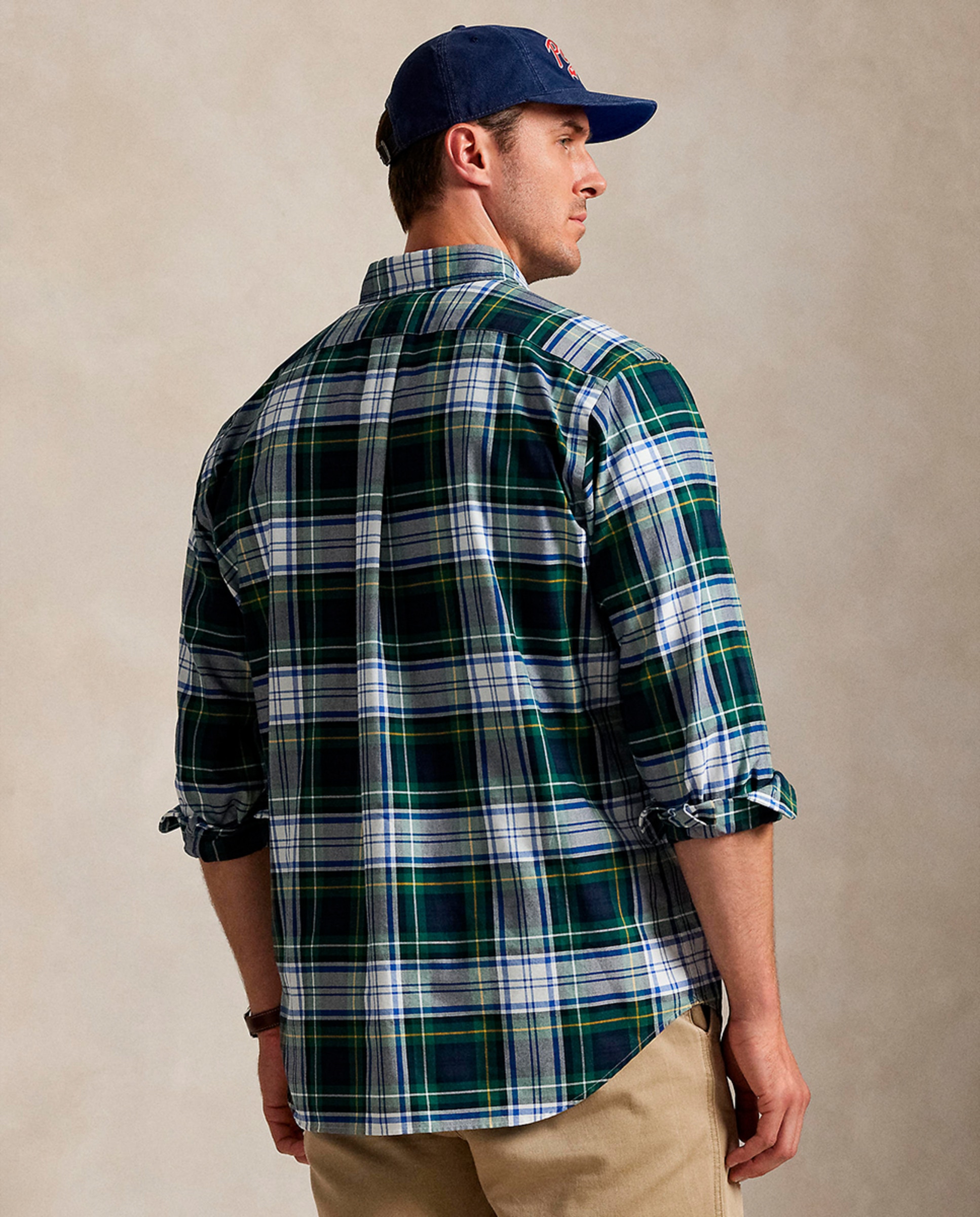 Camisa Oxford de Algodão Classic Fit Tamanhos Grandes Azul Melange-2