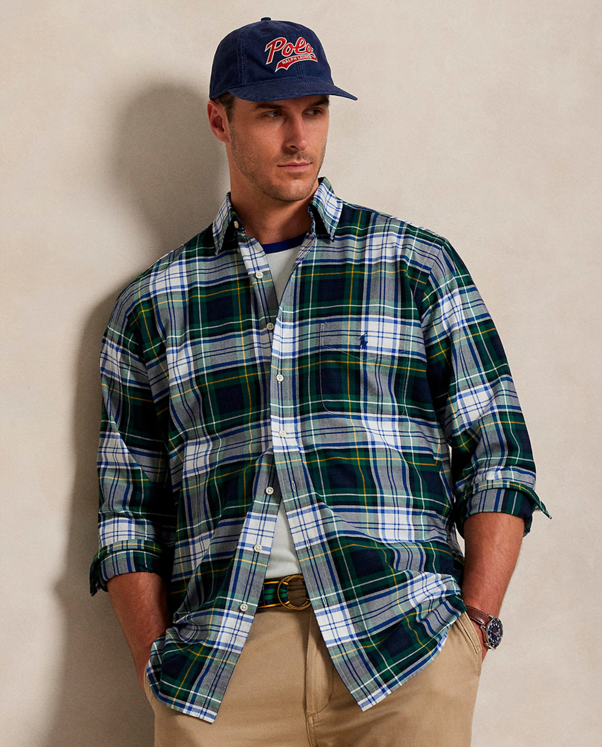 Camisa Oxford de Algodão Classic Fit Tamanhos Grandes Azul Melange-1