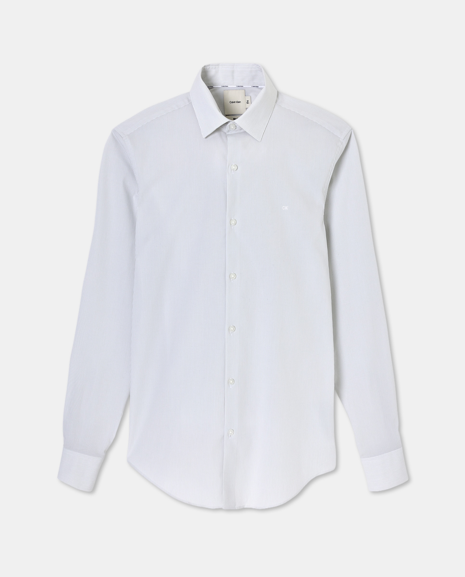 Camisa Clássica Slim às Riscas com Estrutura Verde-1