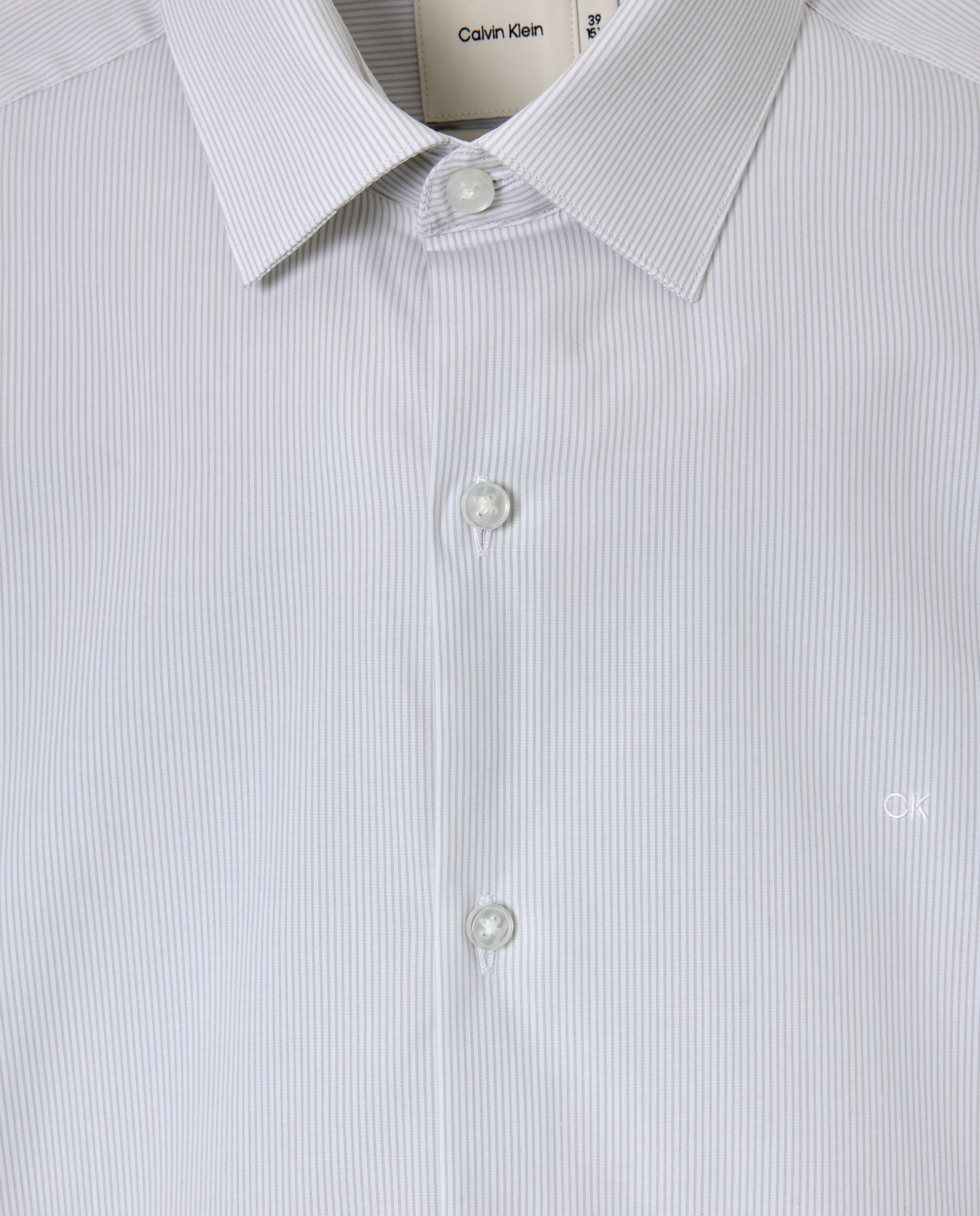 Camisa Clássica Slim às Riscas com Estrutura Verde-2