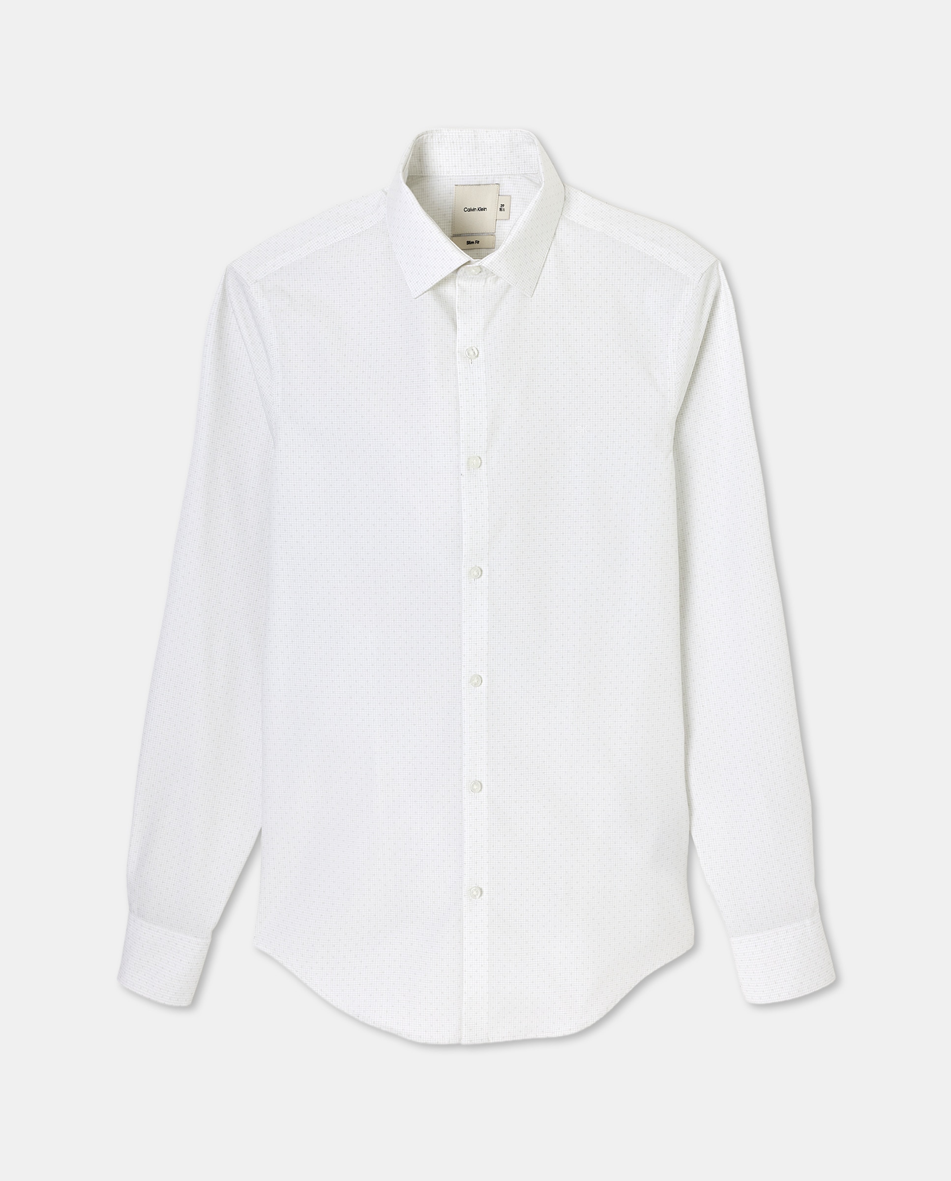Camisa Clássica Slim com Colarinho Stretch e Micro Estampado Verde-1