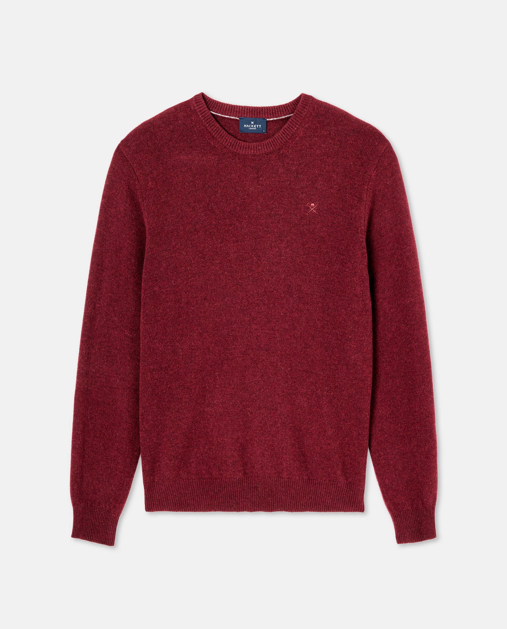 Camisola de Malha Lisa com Gola Redonda e Logótipo Bordado Bordeaux-1