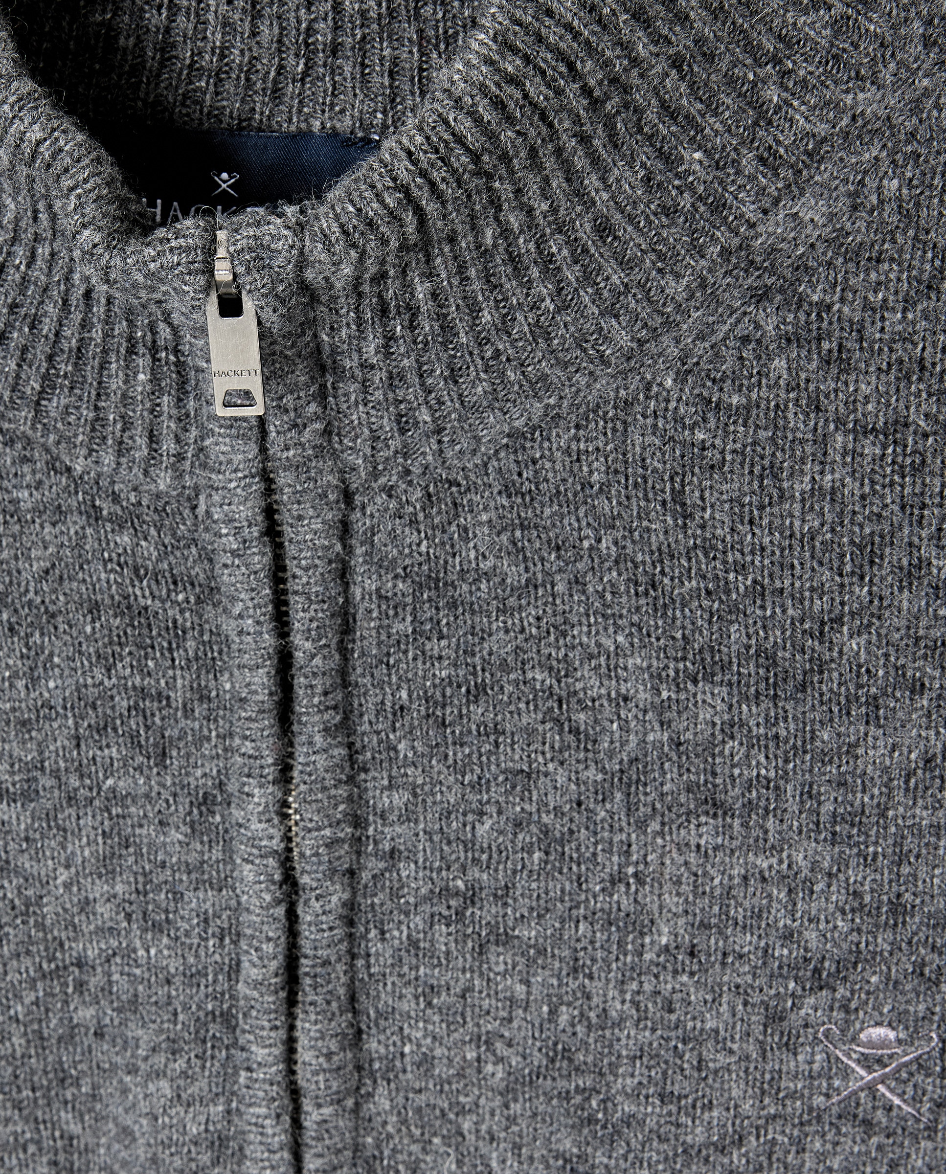 Camisola de Malha Lisa com Meio Fecho de Correr e Logótipo Bordado Cinzento-escuro-2