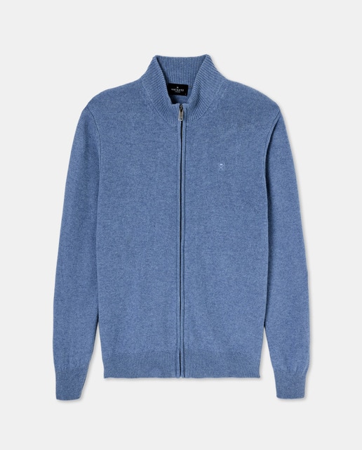 Imagen 0 de Cardigan de hombre liso con cremallera y logo bordado.