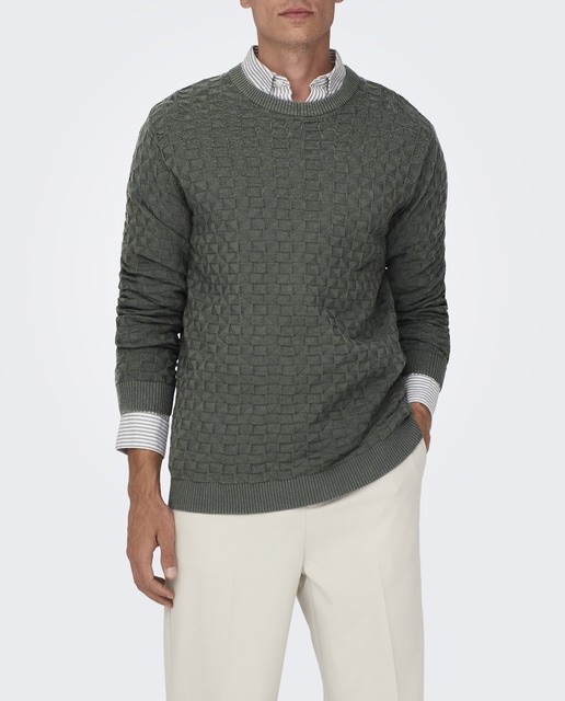 Imagen 0 de Jerséis de punto de hombre manga larga 100% algodón. Regular fit.