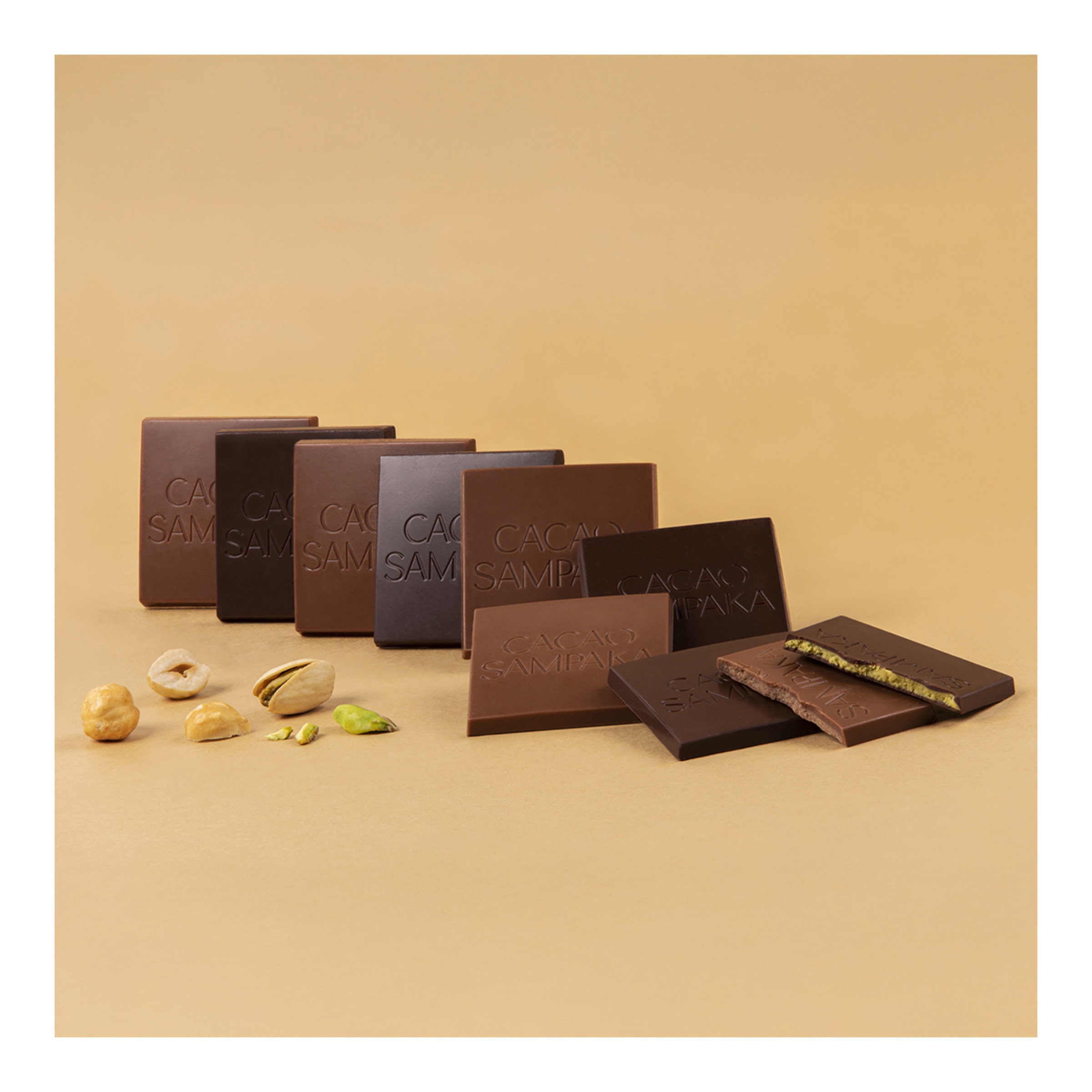 Láminas de chocolate rellenas de frutos secos Cacao Sampaka 2