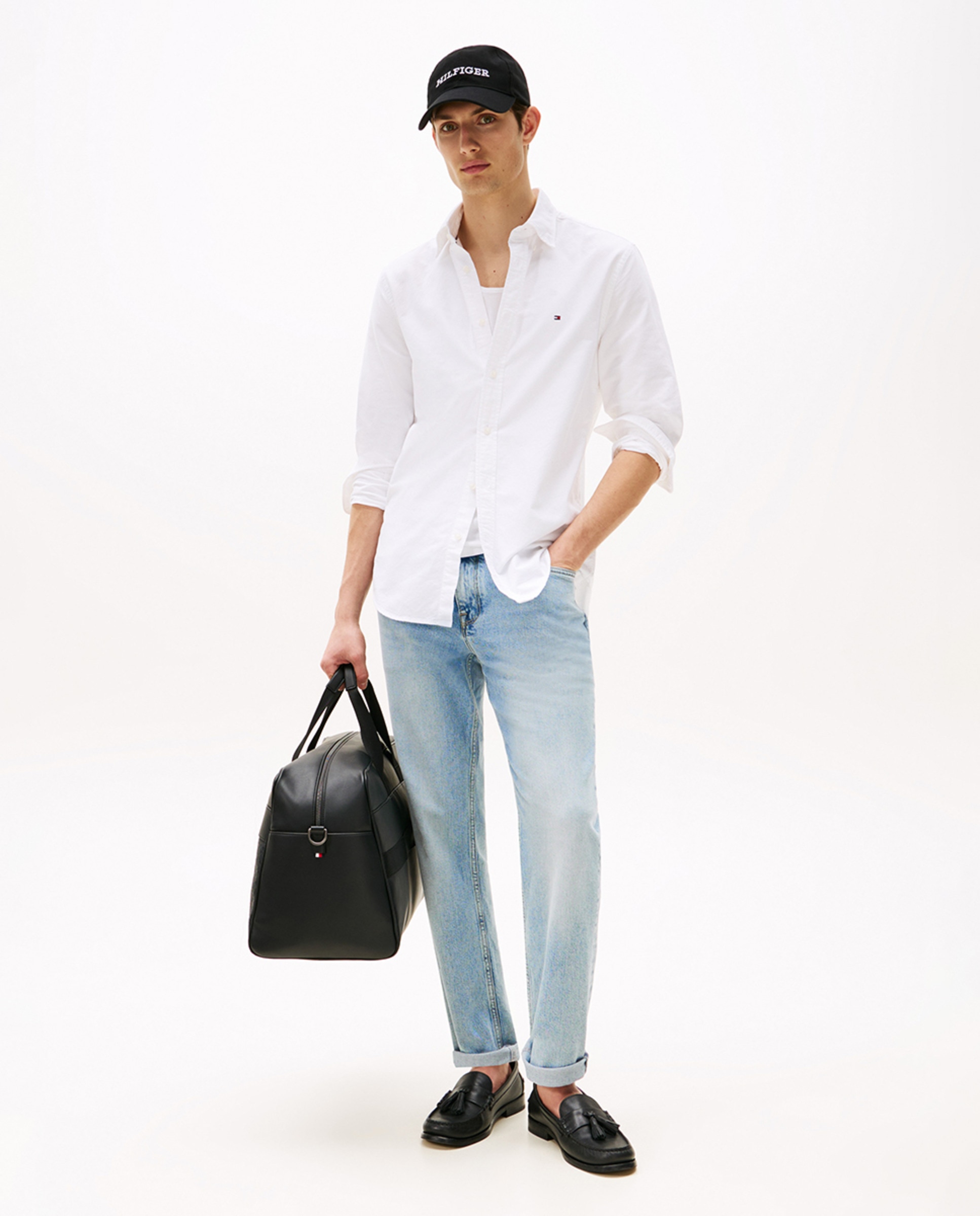 Camisa lisa Heritage Oxford de hombre en manga larga - Tommy Hilfiger - Blanco Blanco-5
