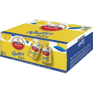 Radler cerveza rubia 0,0% alcohol con zumo natural de limón pack 12 latas 33 cl - Amstel 0,0