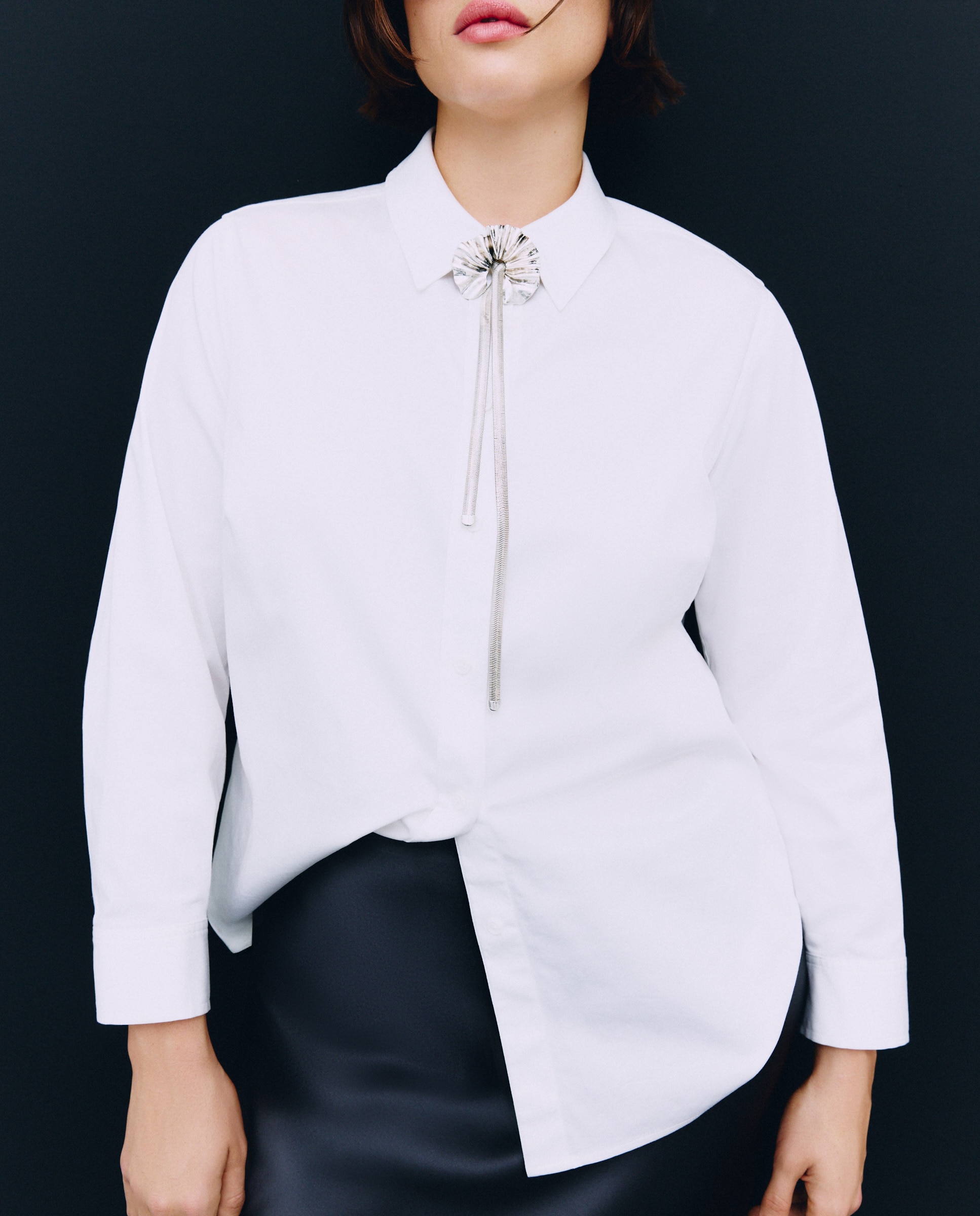 Camisa Básica com Manga Comprida Branco-1