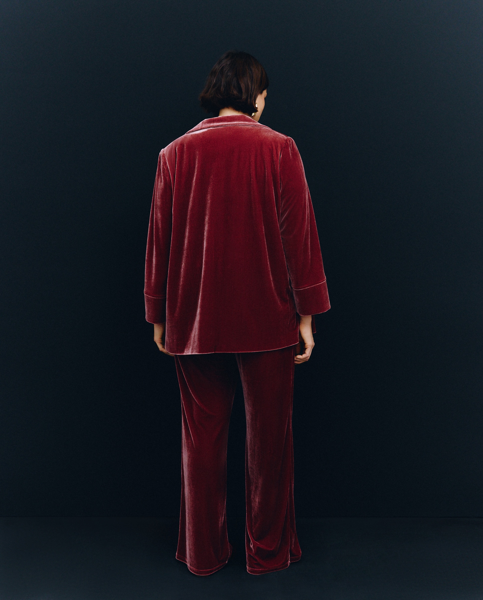 Casaco Cruzado de Veludo 230 Rosa Escuro-3