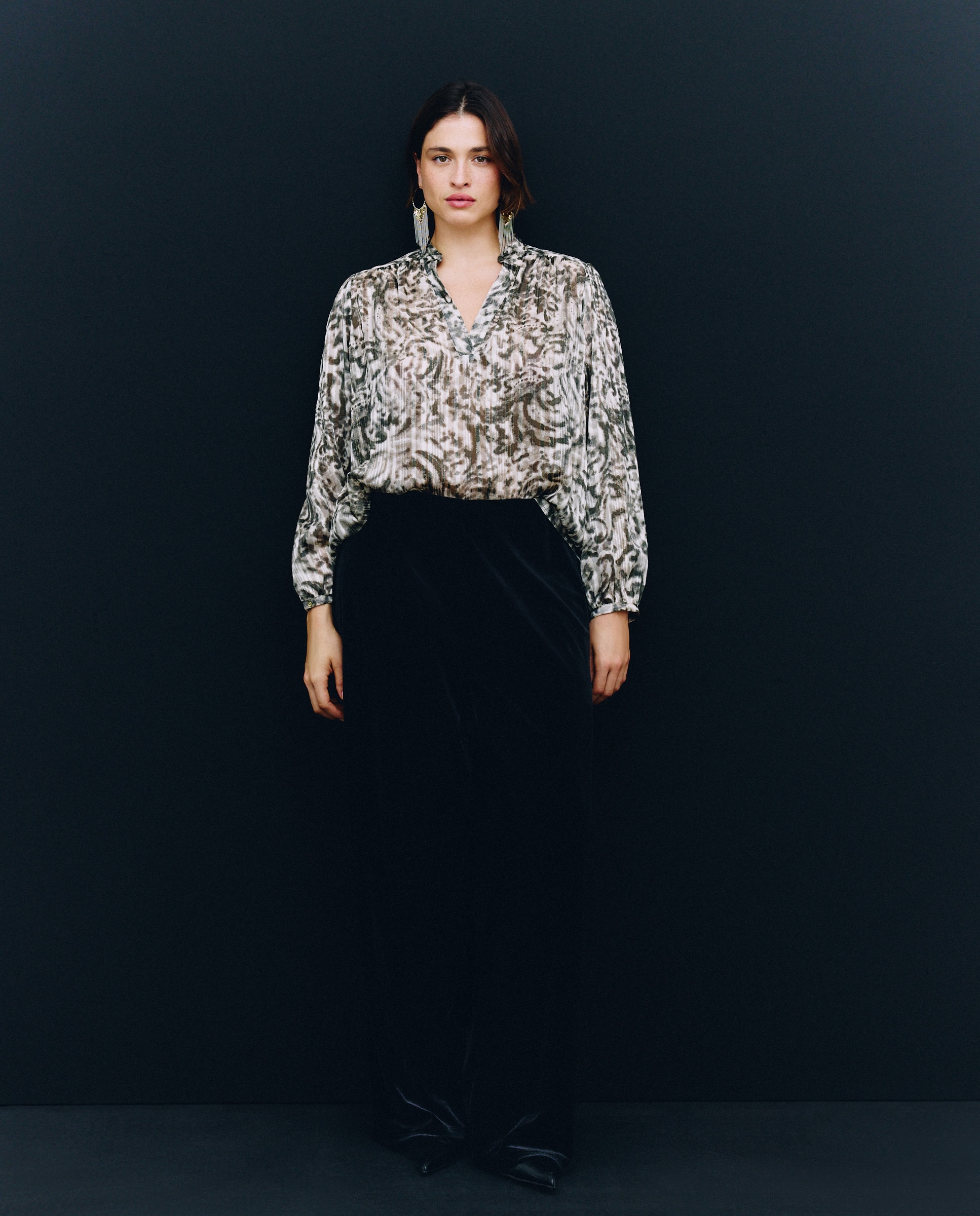 Blusa de Manga Comprida Estampada Branco-2