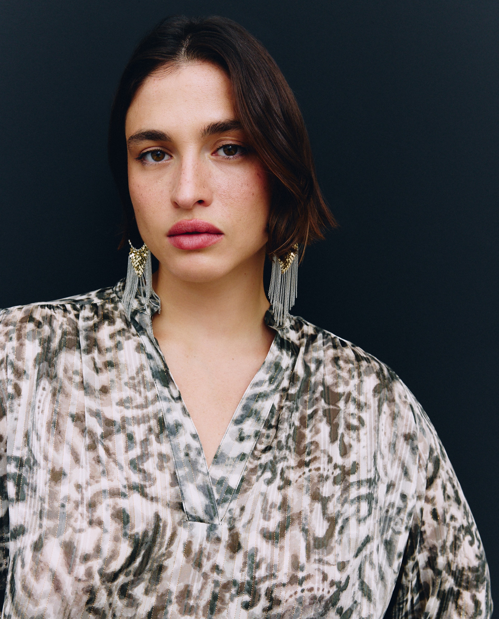 Blusa de Manga Comprida Estampada Branco-1