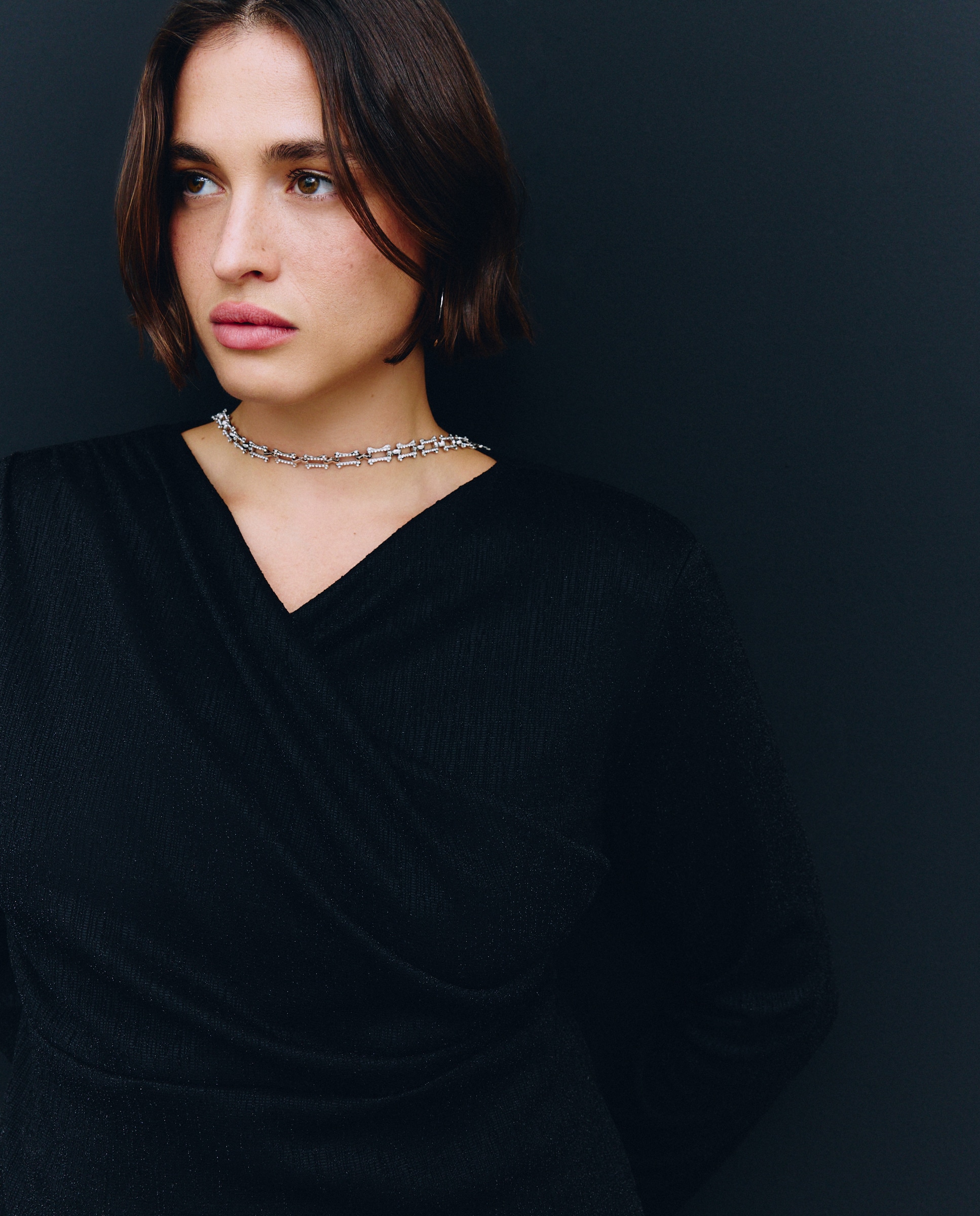 Camisola Lisa com Manga 3/4 Preto-1