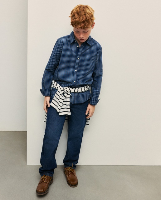 Imagem 0 de Camisa de Popelina aos Quadrados com Manga Comprida