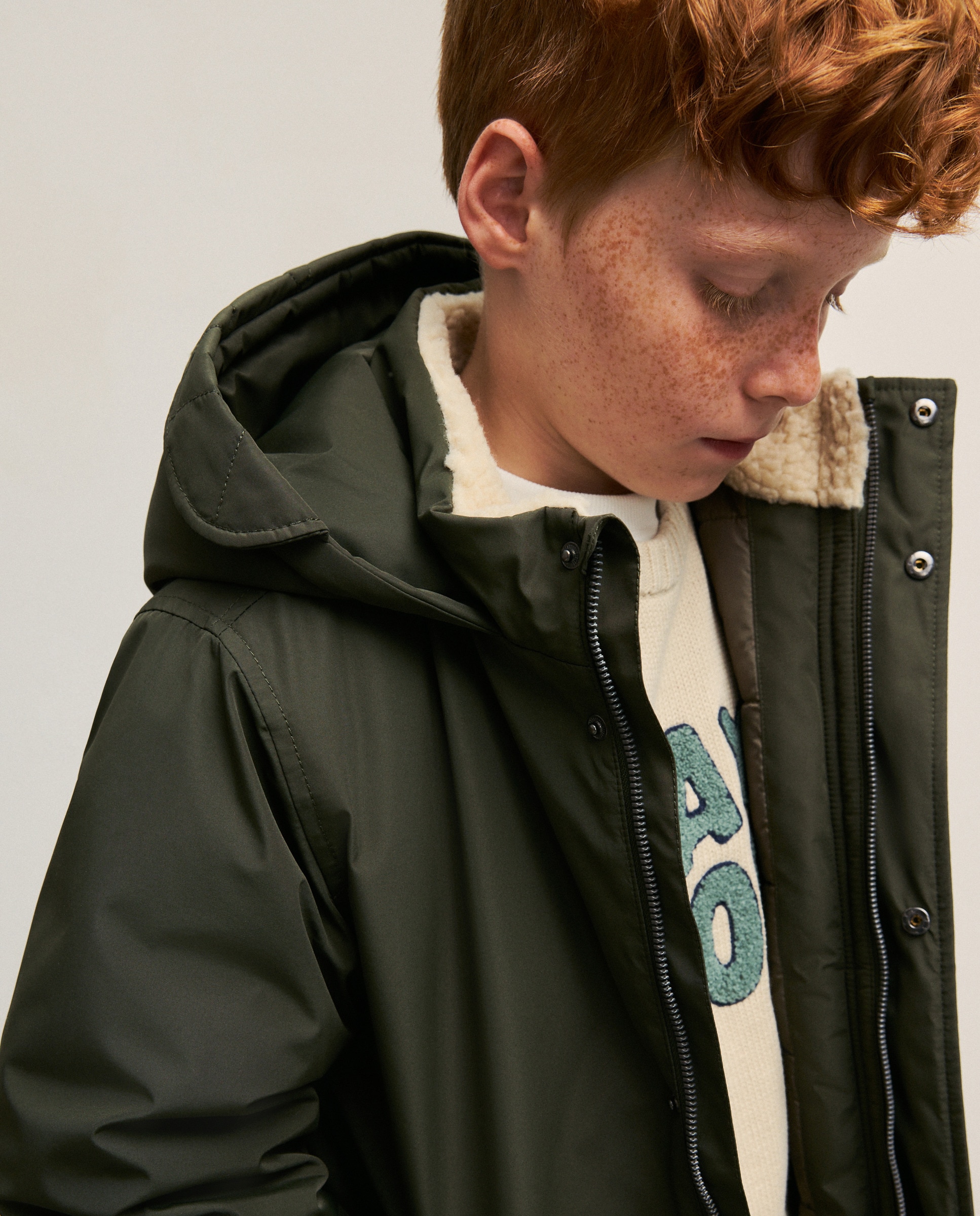 Parka Tipo Coreana Lisa Comprida 530 Verde Escuro-3