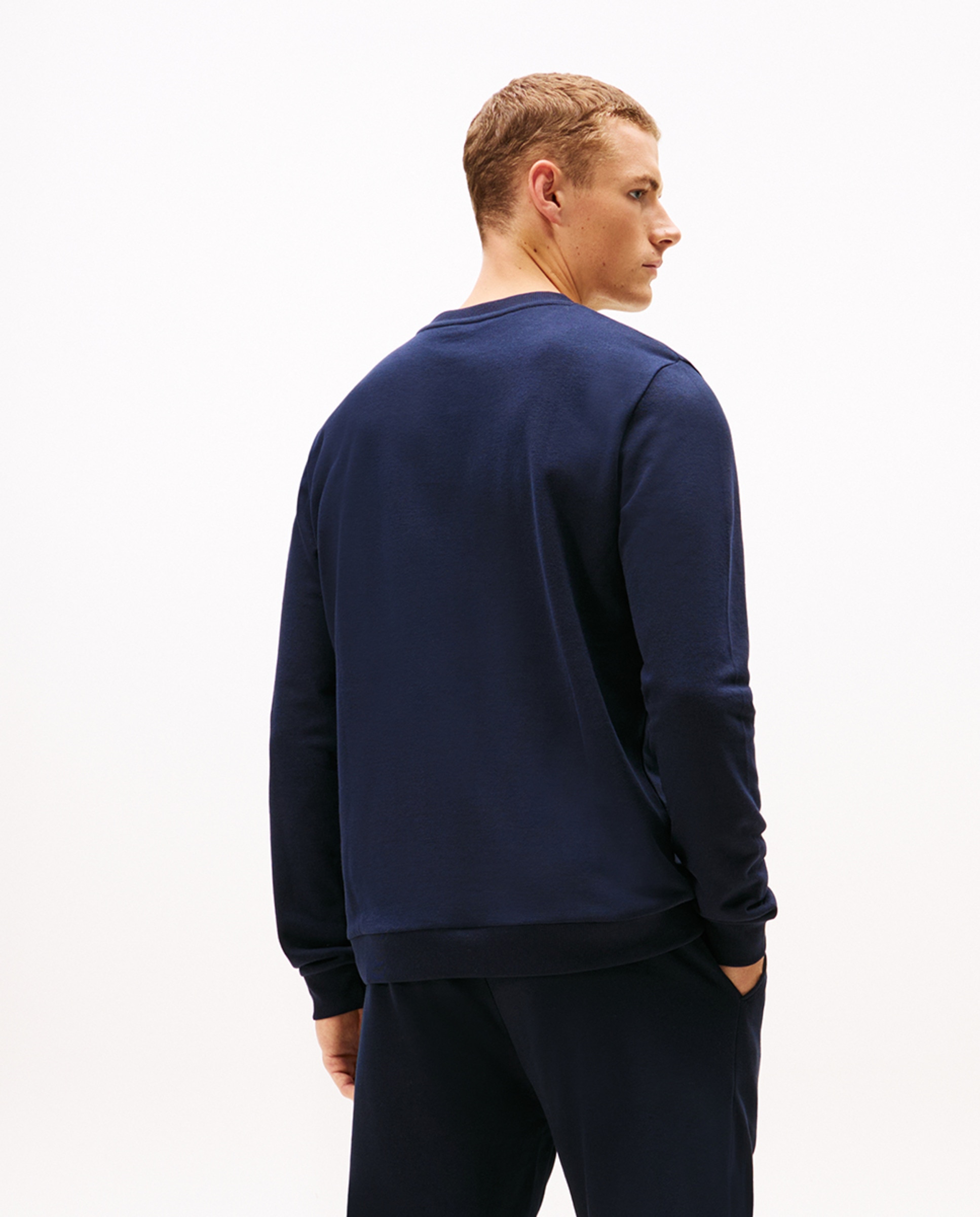 Sweatshirt de Decote Redondo com Logótipo Bordado Azul-marinho-2