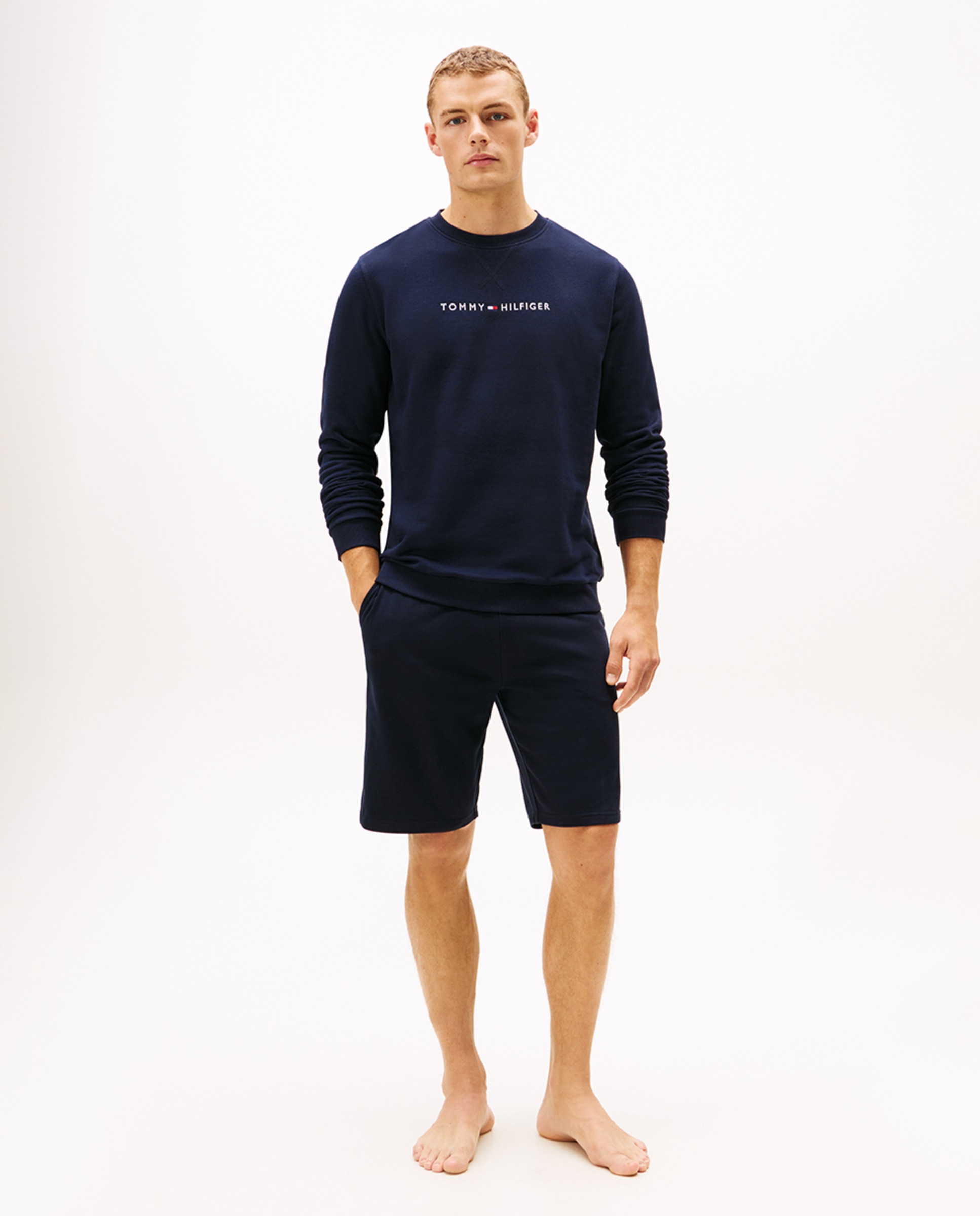 Sweatshirt de Decote Redondo com Logótipo Bordado Azul-marinho-7