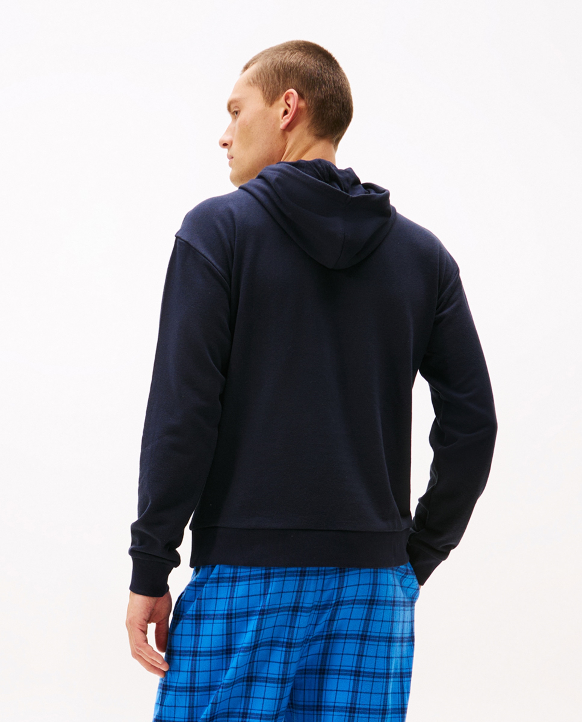 Sweatshirt com Capuz e Logótipo Bordado Azul-marinho-2