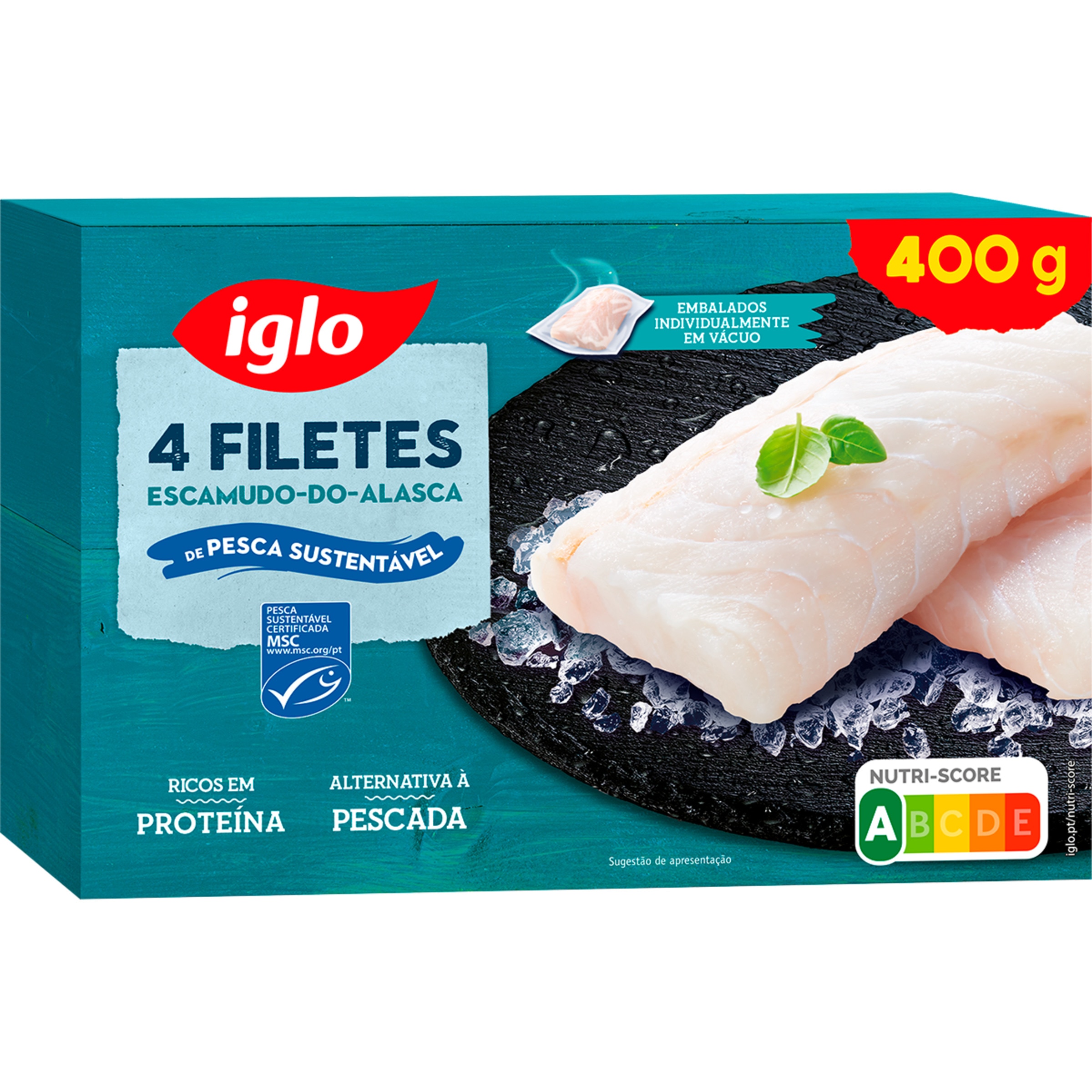 Filetes Escamudo do Alasca 4 unidades embalagem 400 g