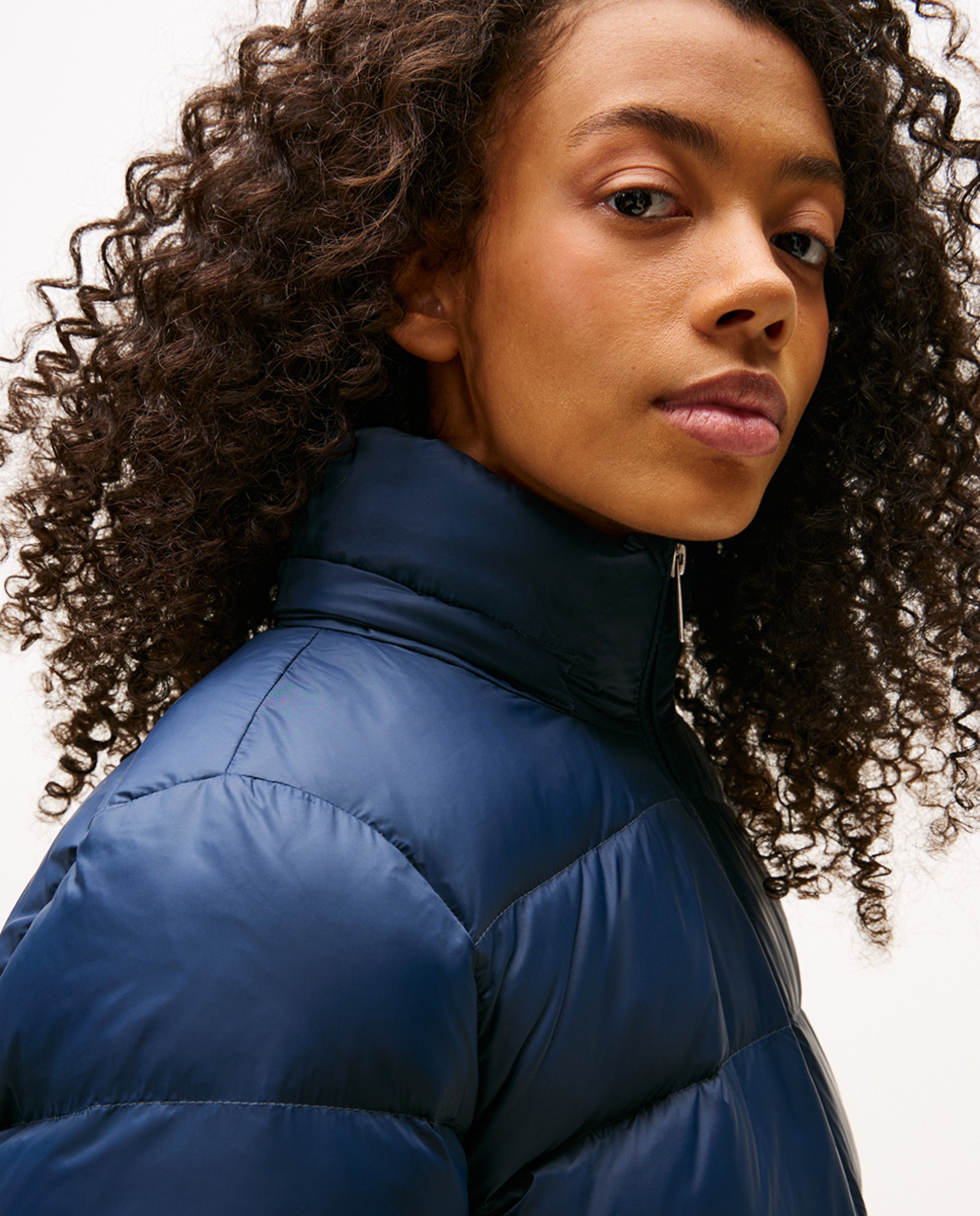 Blusão Acolchoado Slim Fit com Capuz Azul-marinho-5