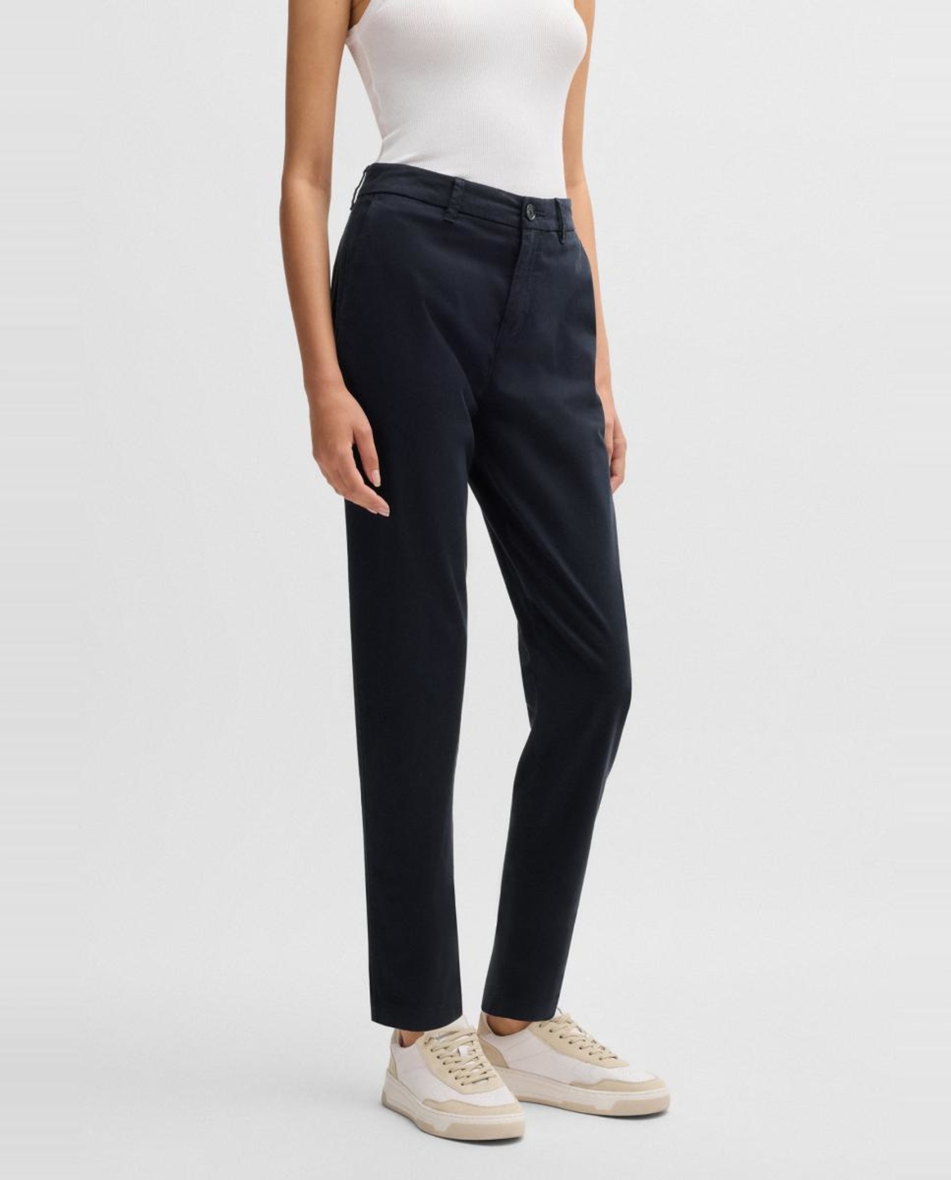 Calças de Algodão Suave ao Tato Azul-marinho-3