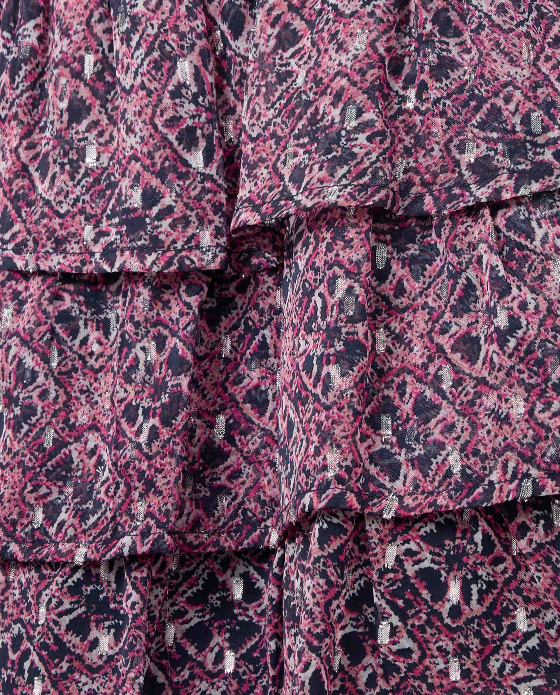 Saia Curta com Folho e Estampado 240 Fúcsia-5