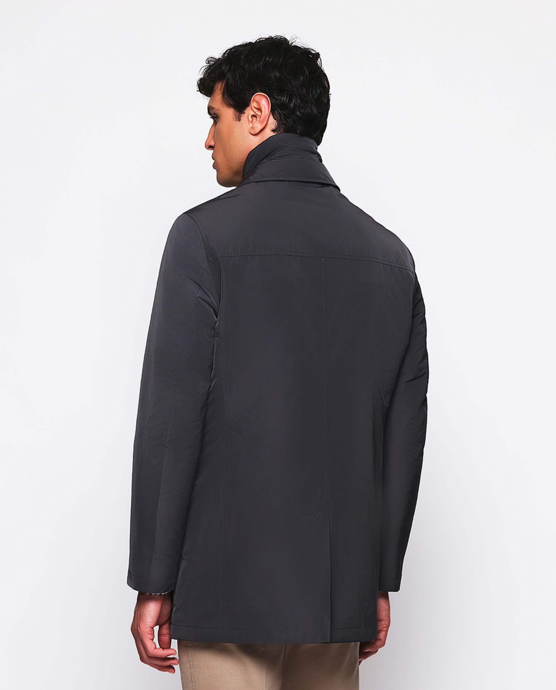 Gabardine Regular Fit com Peitilho Desmontável Cinzento-2