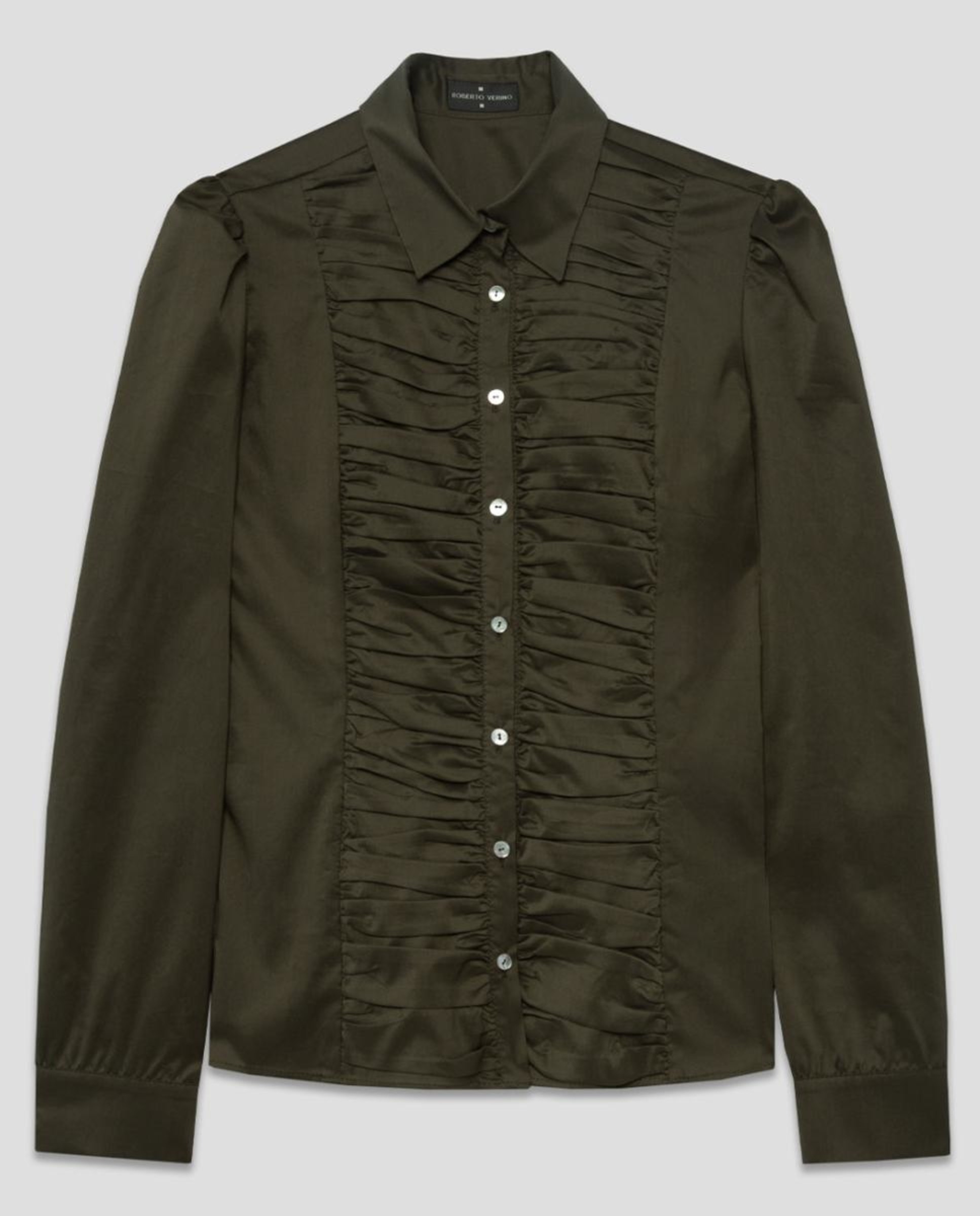 Camisa com Peito Drapeado Verde-5