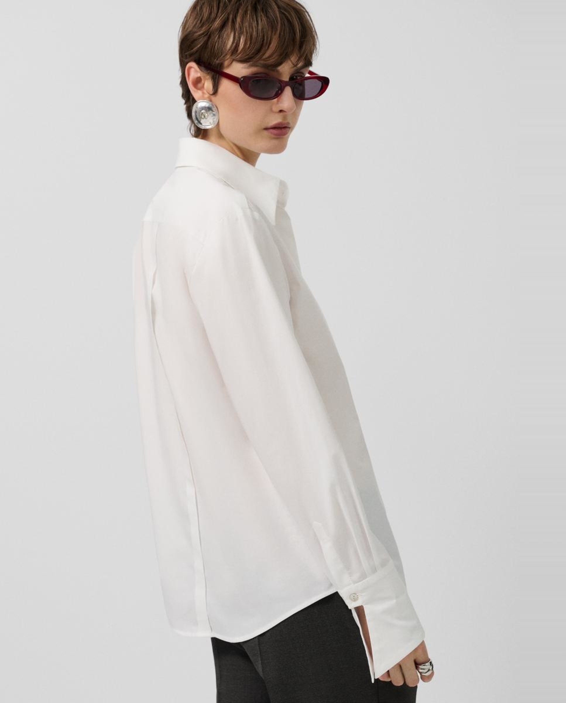 Camisa de Algodão com Punhos Oversize - Branco Branco-4