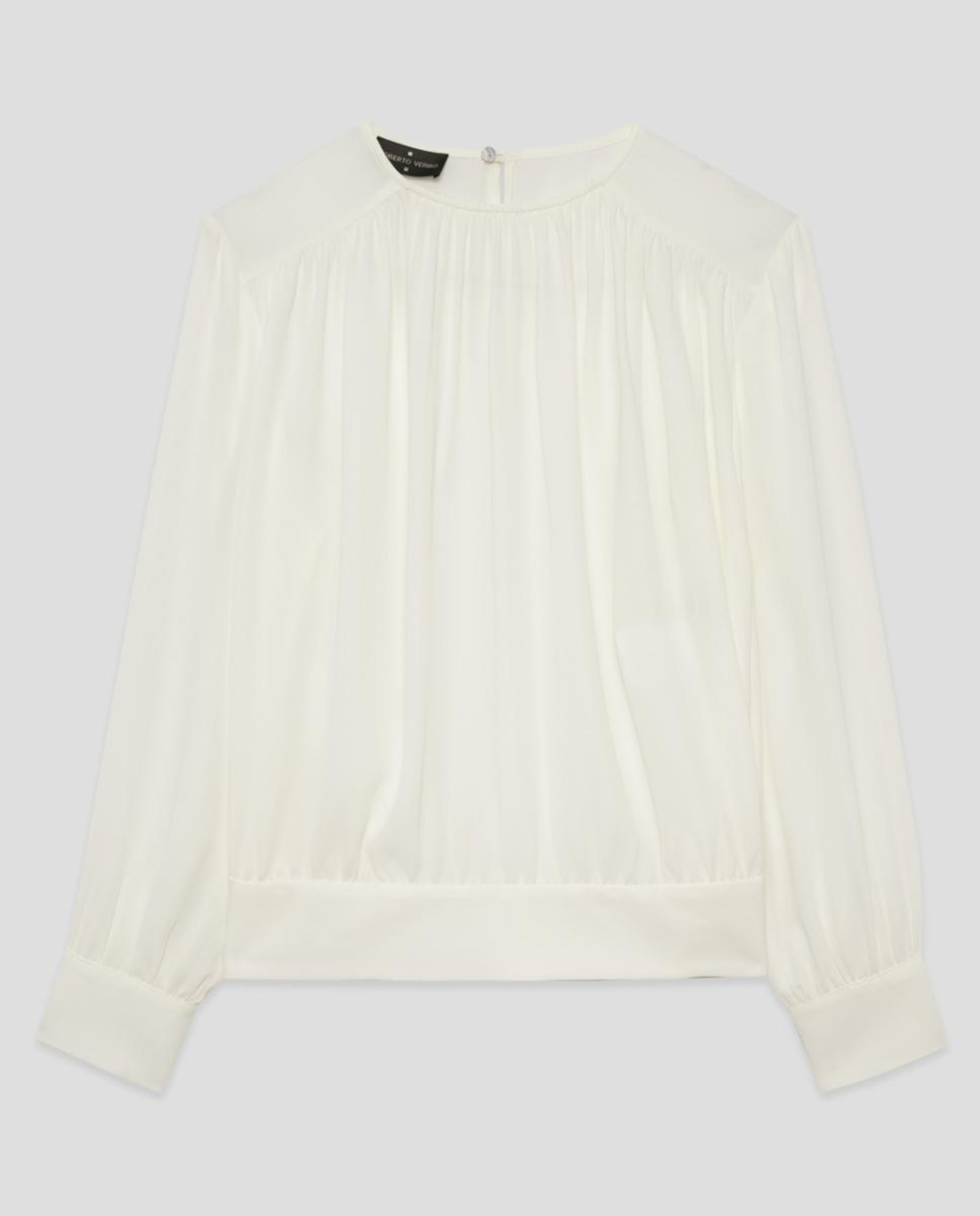 Blusa Balão em Crepe com Manga Comprida Cru-5