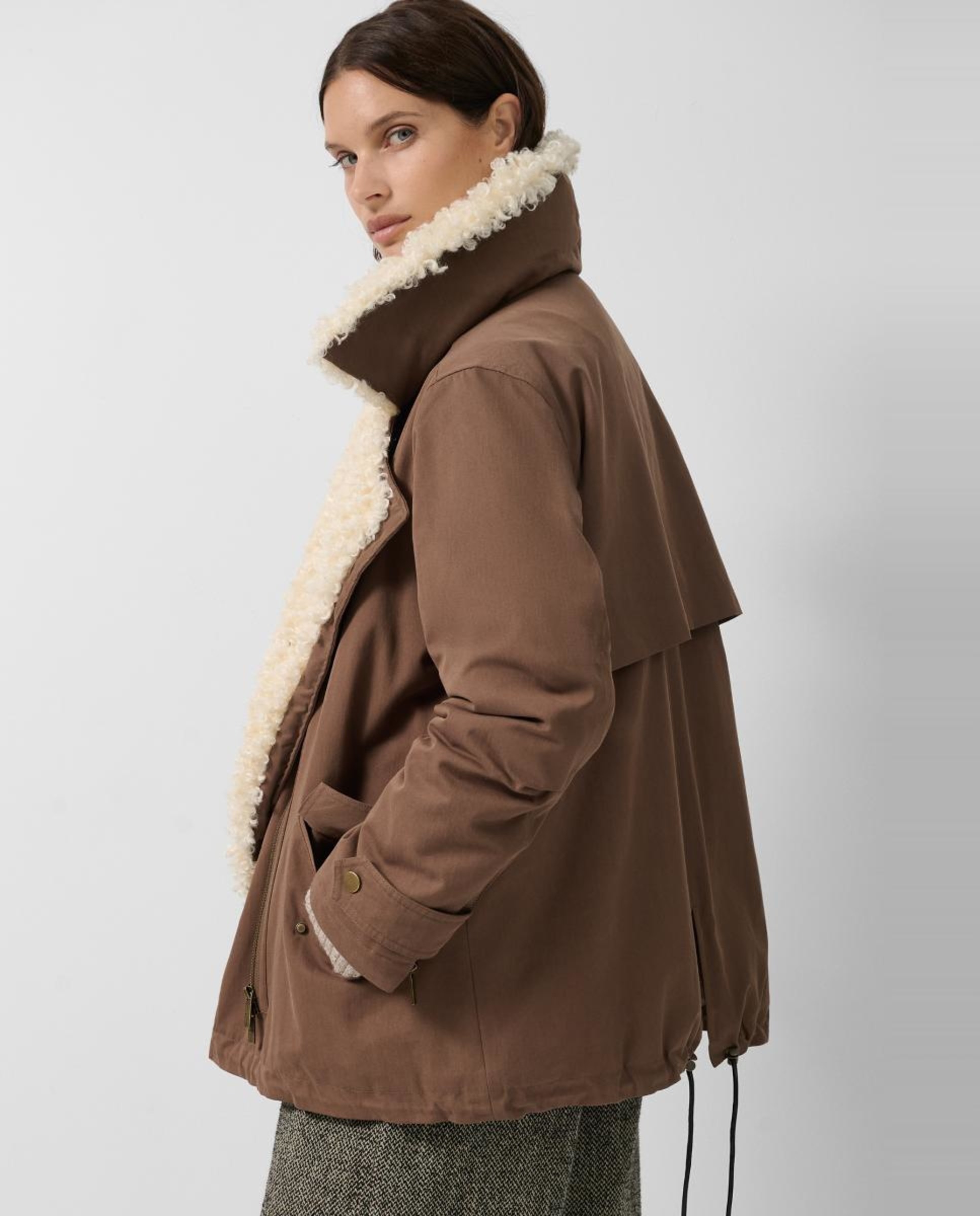 Casacão com Interior Acolchoado Castanho-claro-5