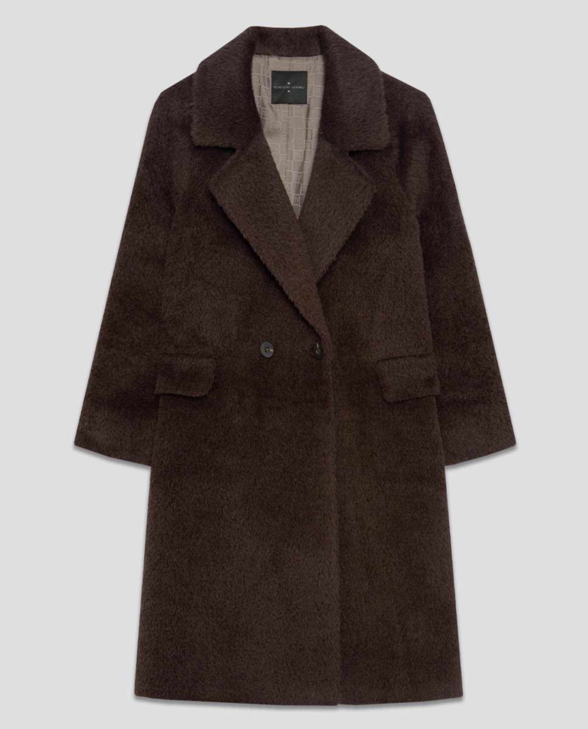 Sobretudo Assertoado Comprido de Lã e Alpaca Castanho-claro-6