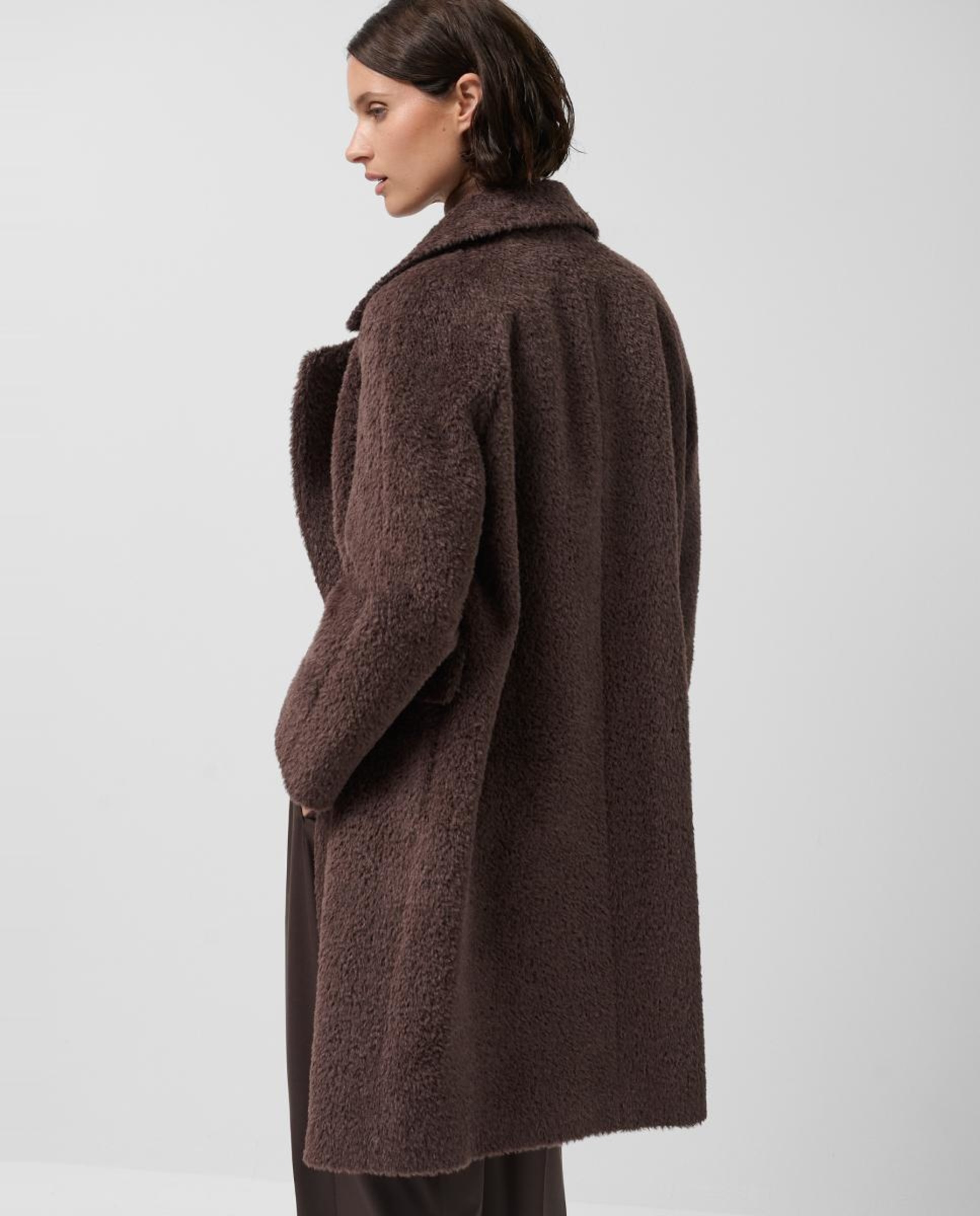 Sobretudo Assertoado Comprido de Lã e Alpaca Castanho-claro-5