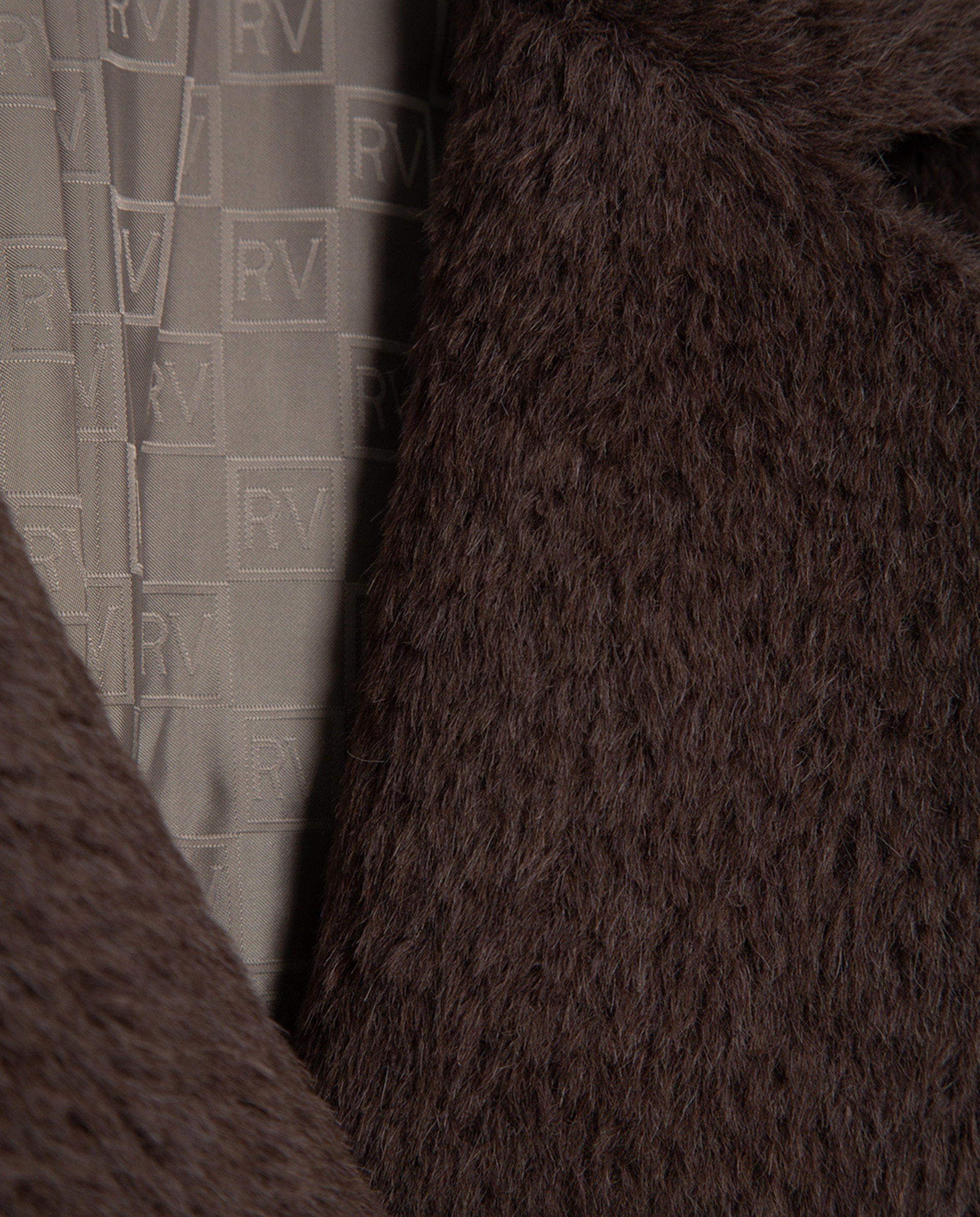 Sobretudo Assertoado Comprido de Lã e Alpaca Castanho-claro-7