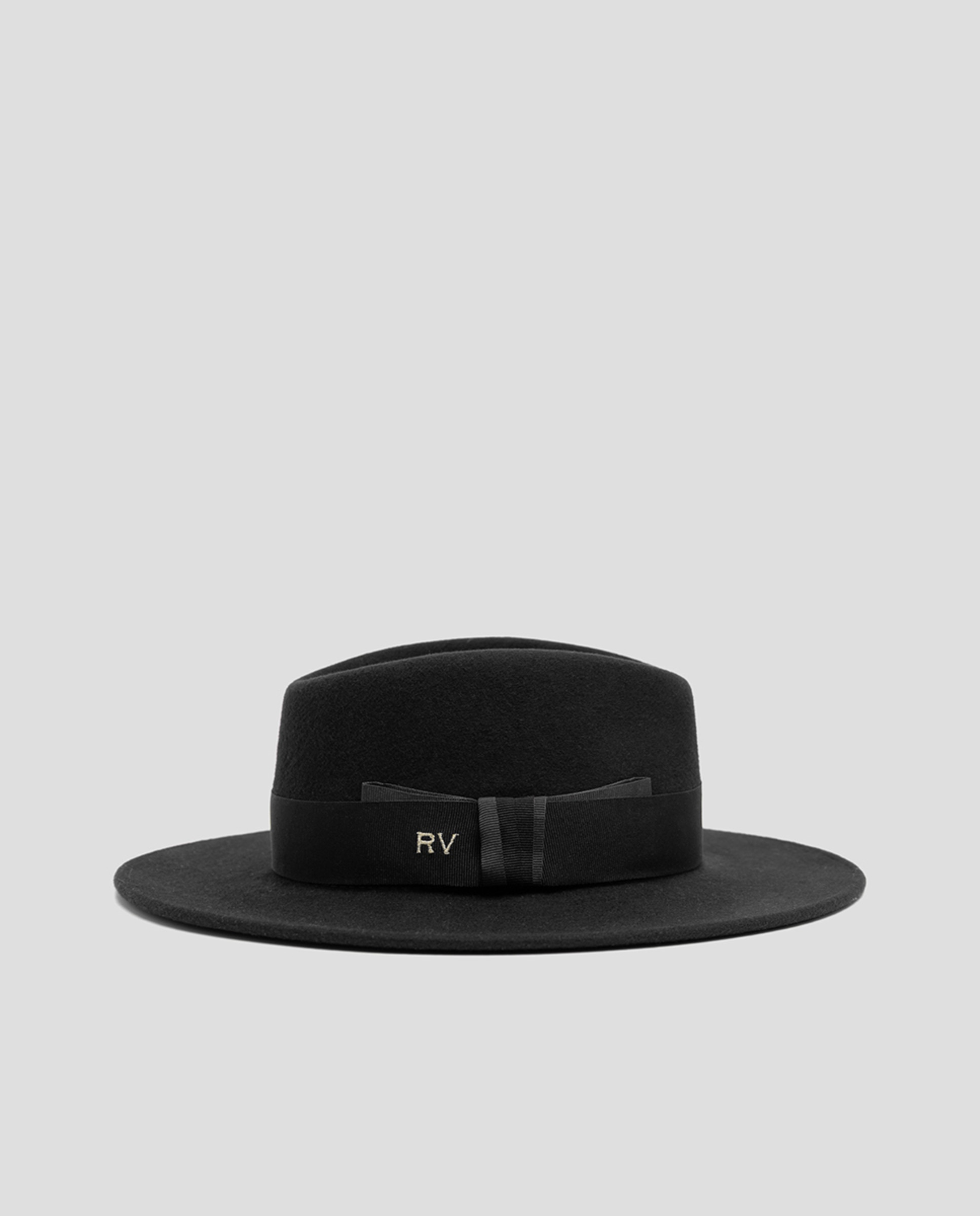 Chapéu de Feltro com Aba Larga e Laço a Condizer Preto-1